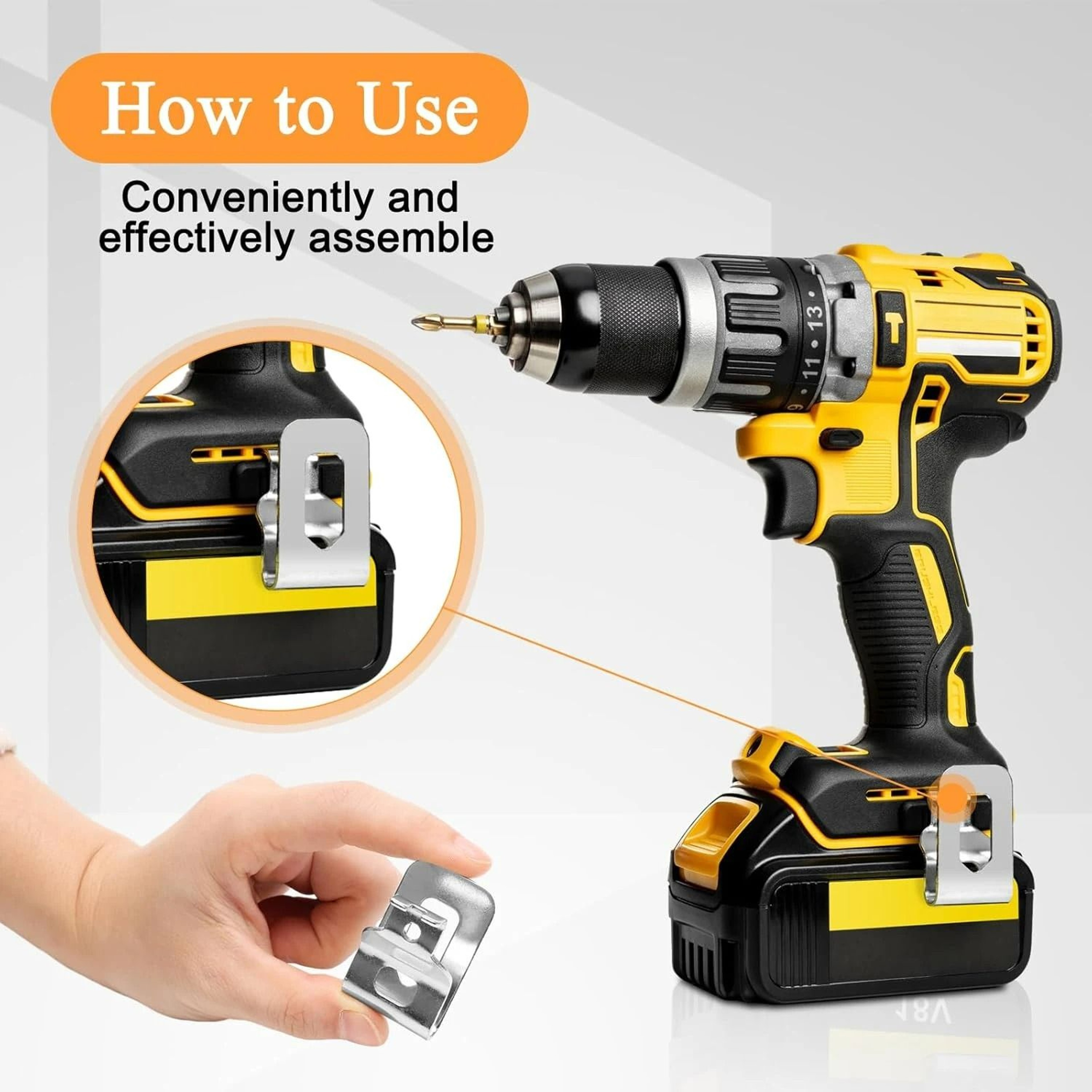 HeavyDuty Steel Belt Clip Hook Kit With Mounting Hardware For 20V Cordless Drills  Drivers 4