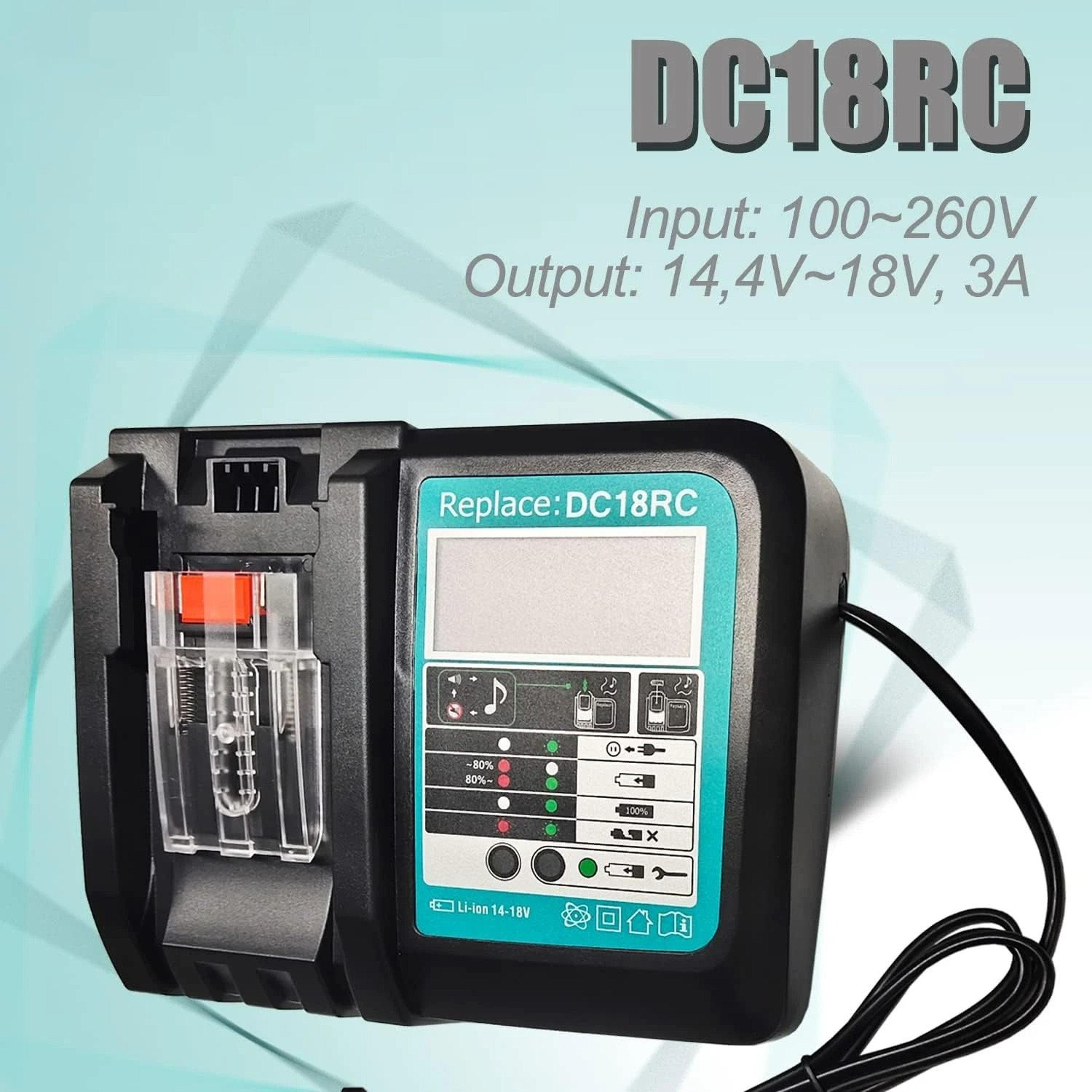 Fast 3A Intelligent Replacement Battery Charger For 144V18V LithiumIon Power Tool Batteries 5