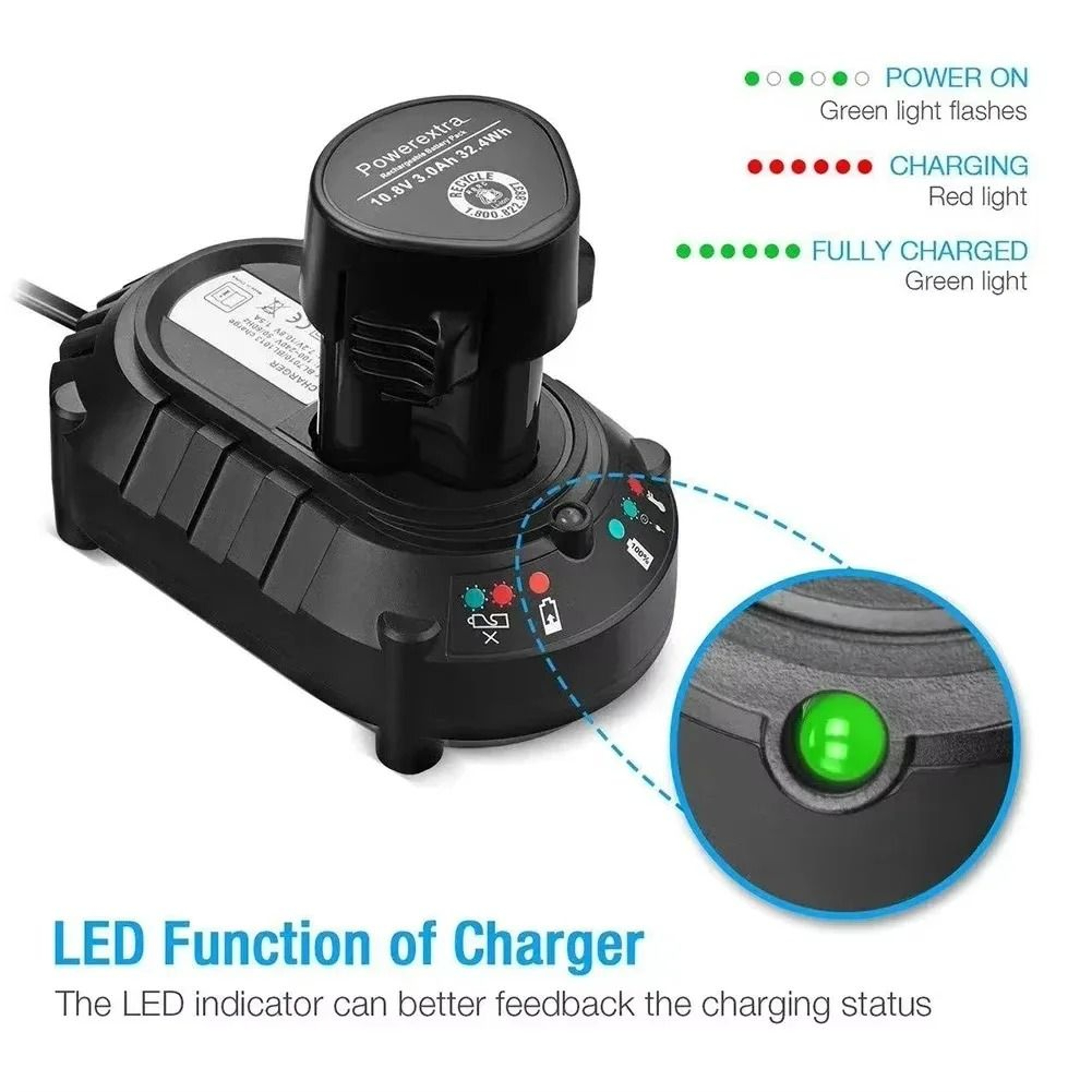 Fast Desktop Battery Charger For 108V12V PodStyle LithiumIon Power Tool Batteries 3