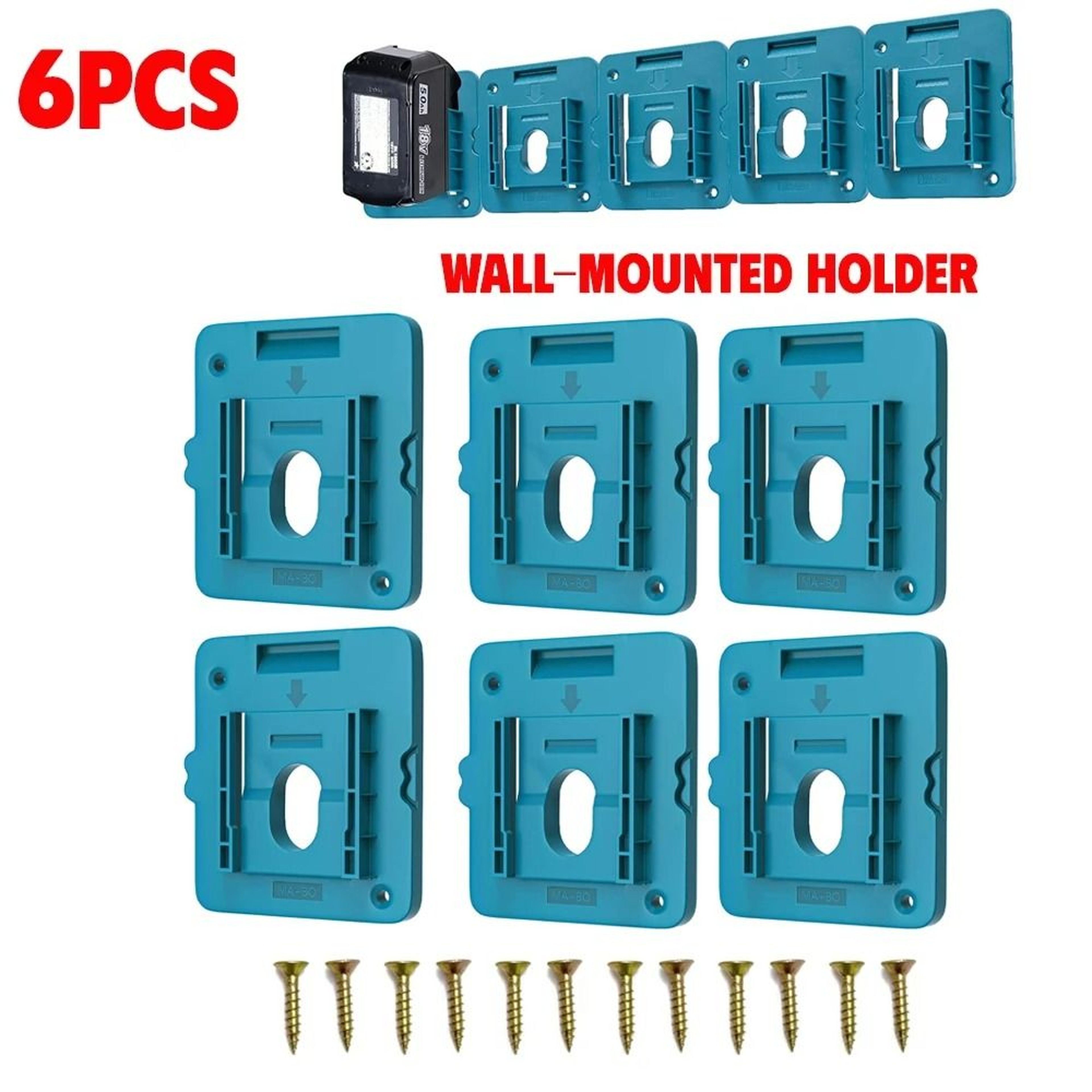 HeavyDuty 6Slot Portable Battery Carrier Rack  Organizer For 144V18V Lithium Batteries 1
