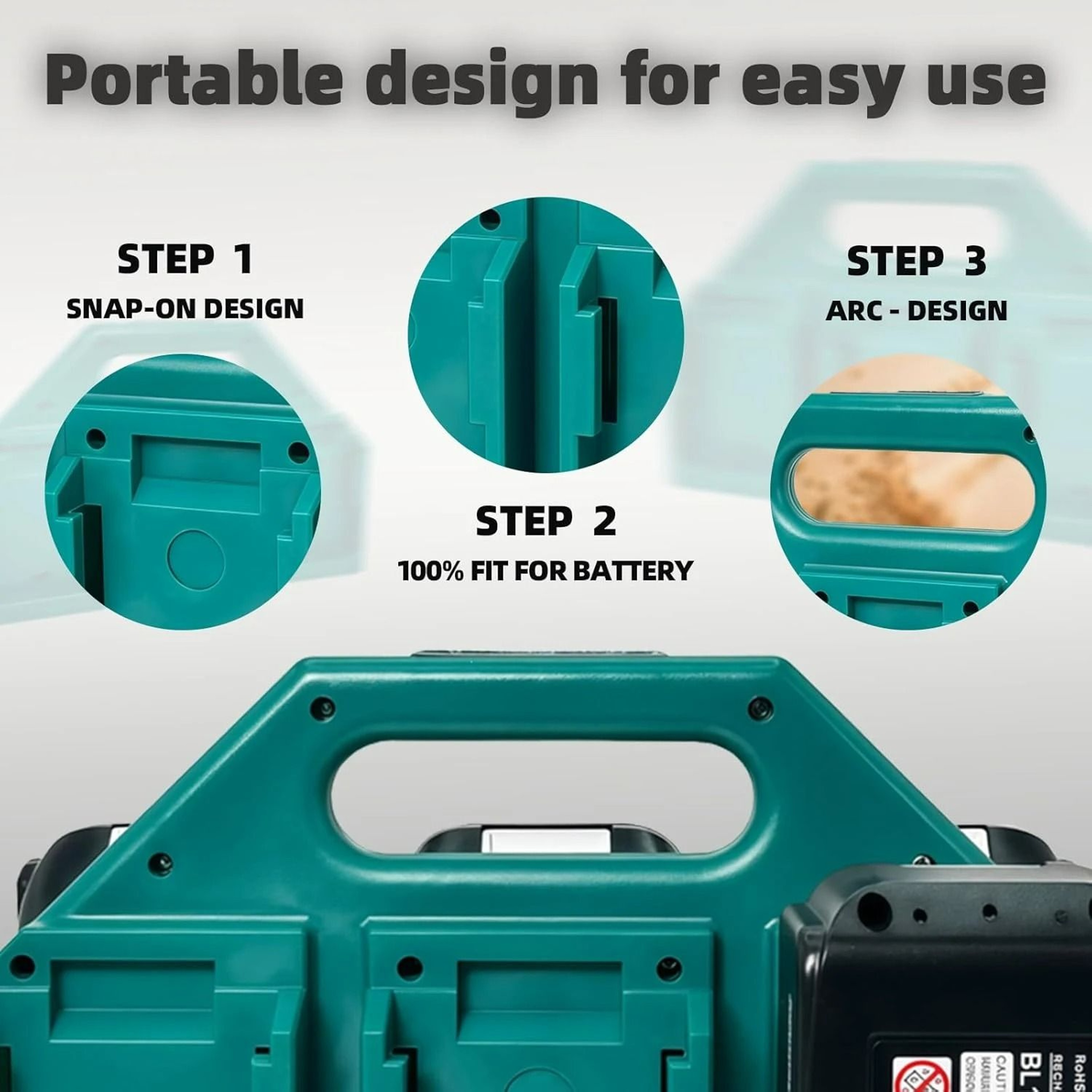 HeavyDuty 6Slot Portable Battery Carrier Rack  Organizer For 144V18V Lithium Batteries 5