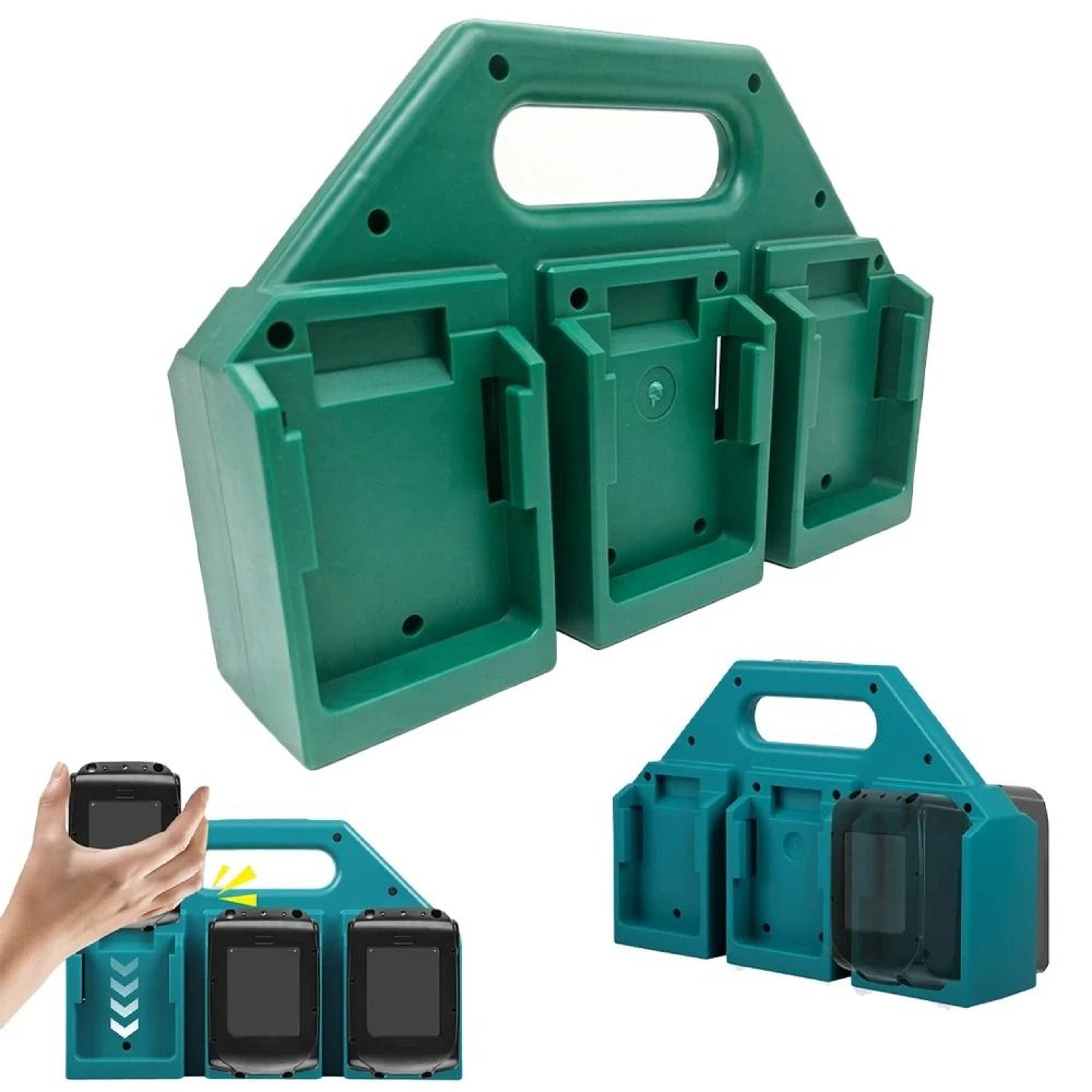 HeavyDuty 6Slot Portable Battery Carrier Rack  Organizer For 144V18V Lithium Batteries 0