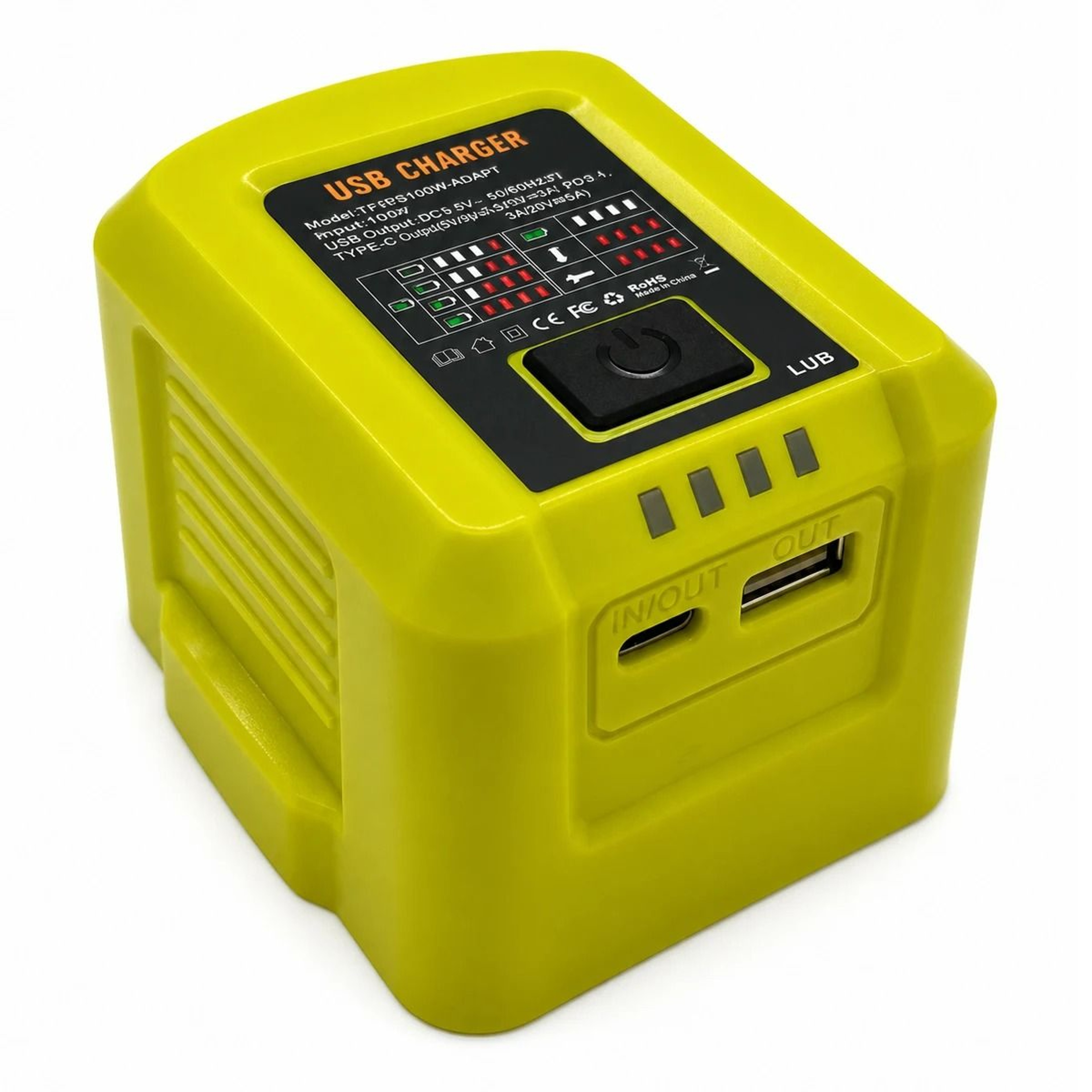Upgraded 100W TwoWay Fast USBC Power Hub  Charger For 18V PodStyle Lithium Batteries 0
