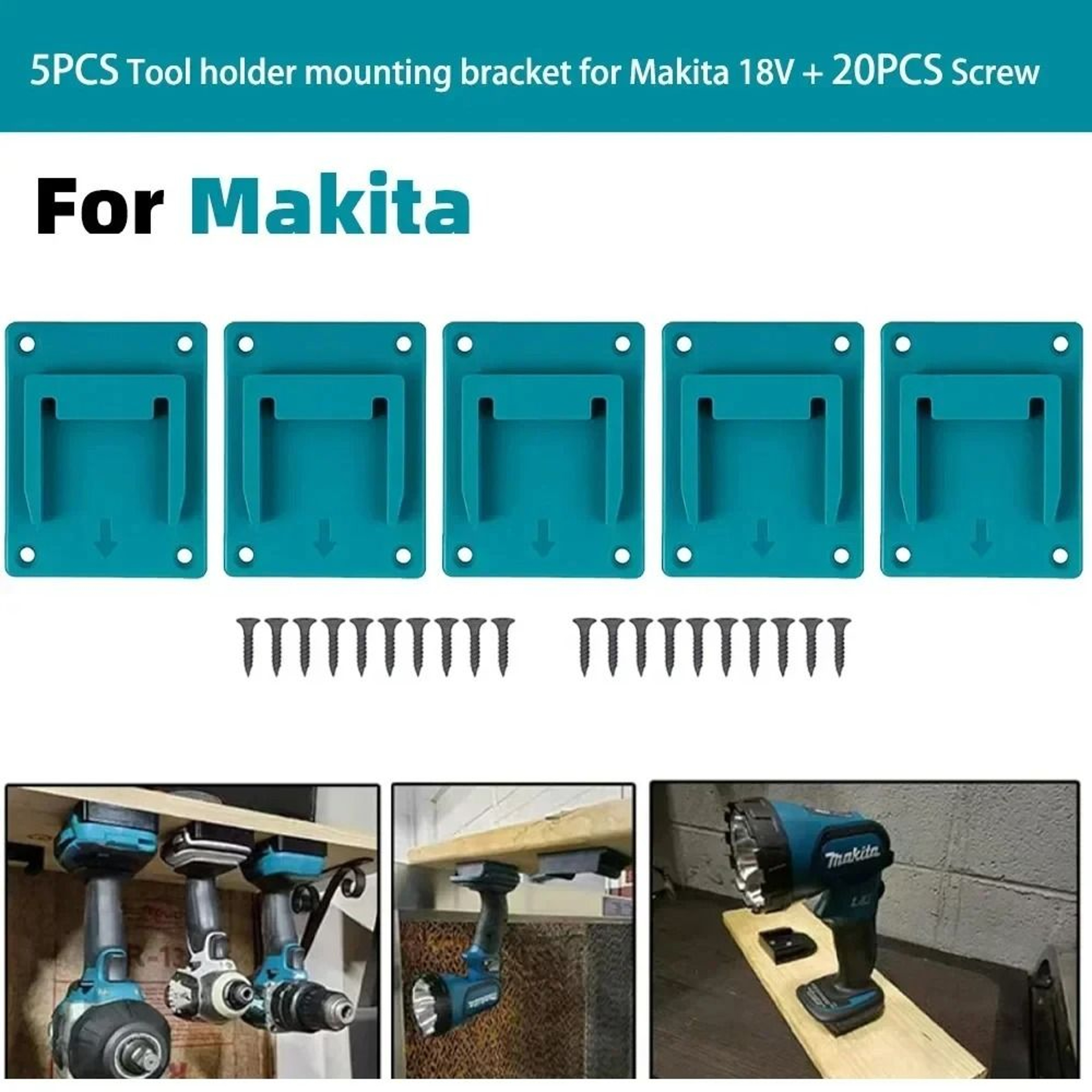 HeavyDuty Wall Mount Tool  Battery Dock Hanger Brackets With Screws For 18V Cordless Tools  Batteri 7
