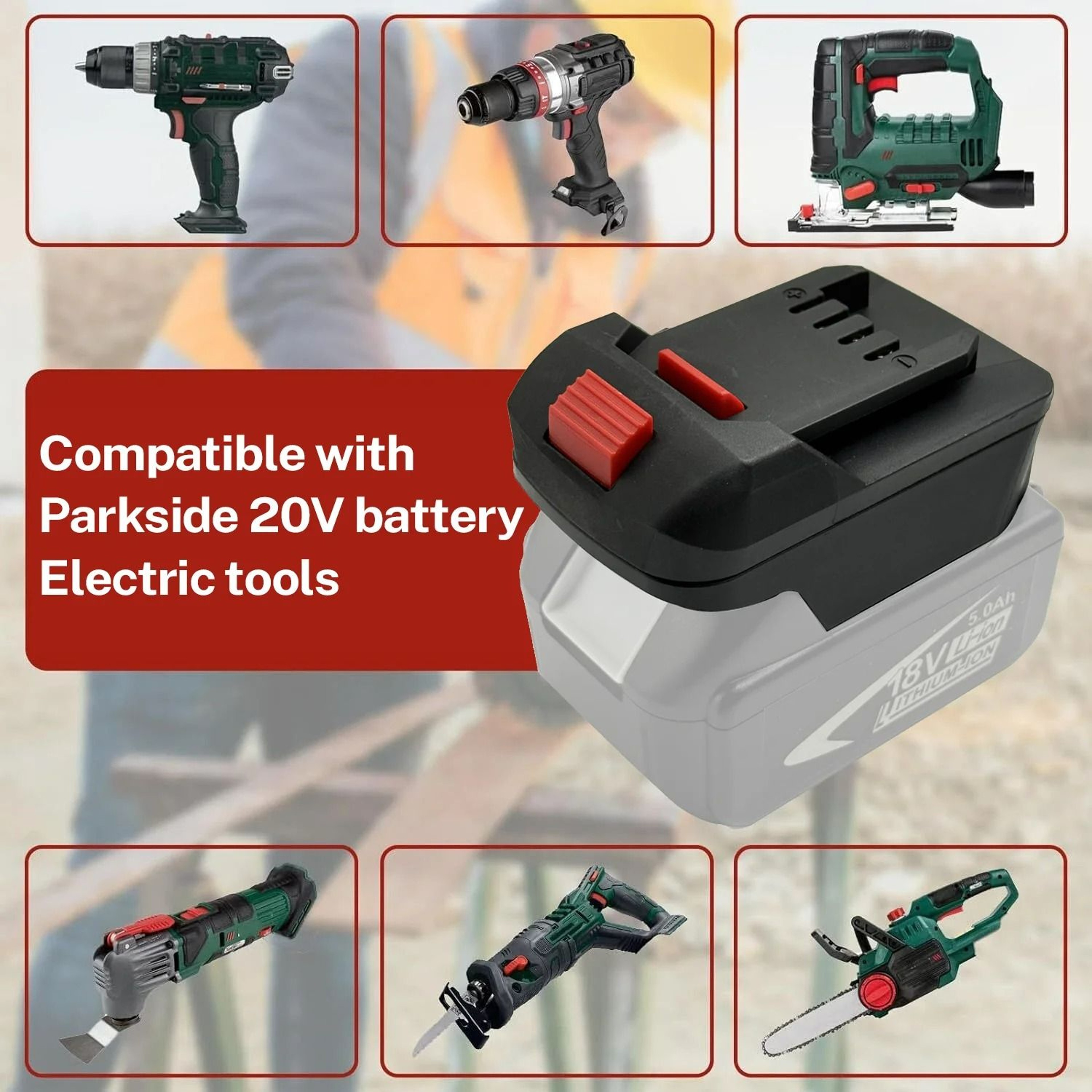 MultiPlatform Battery Converter Adapter For 18V20V Lithium Batteries To 20V Cordless Tools 5