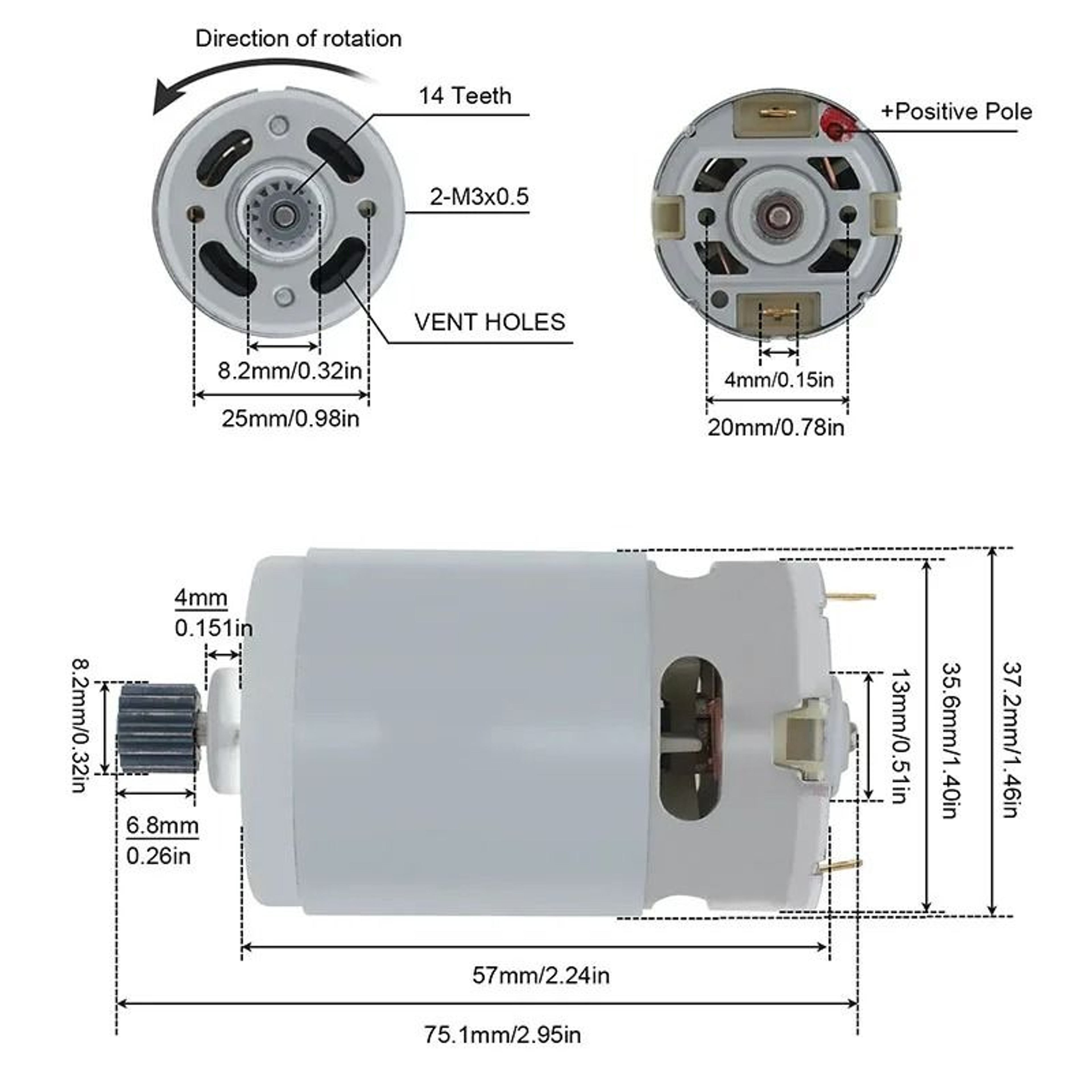 HighTorque RS550 21V Brushed DC Motor With 14Tooth Gear For Cordless Drills  Mini Chainsaws 2
