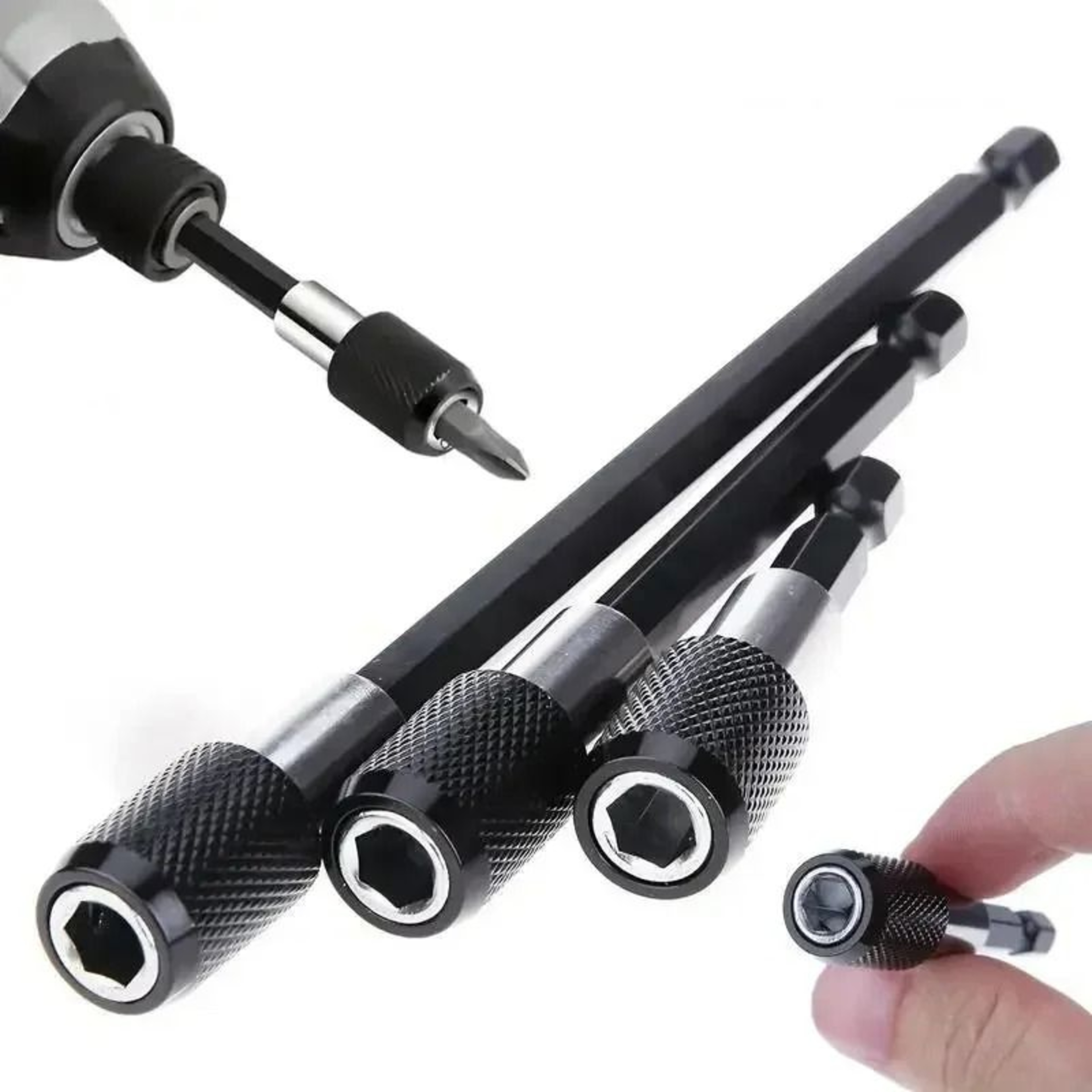 3Piece QuickRelease Magnetic Hex Shank Drill Bit Extension Set 0