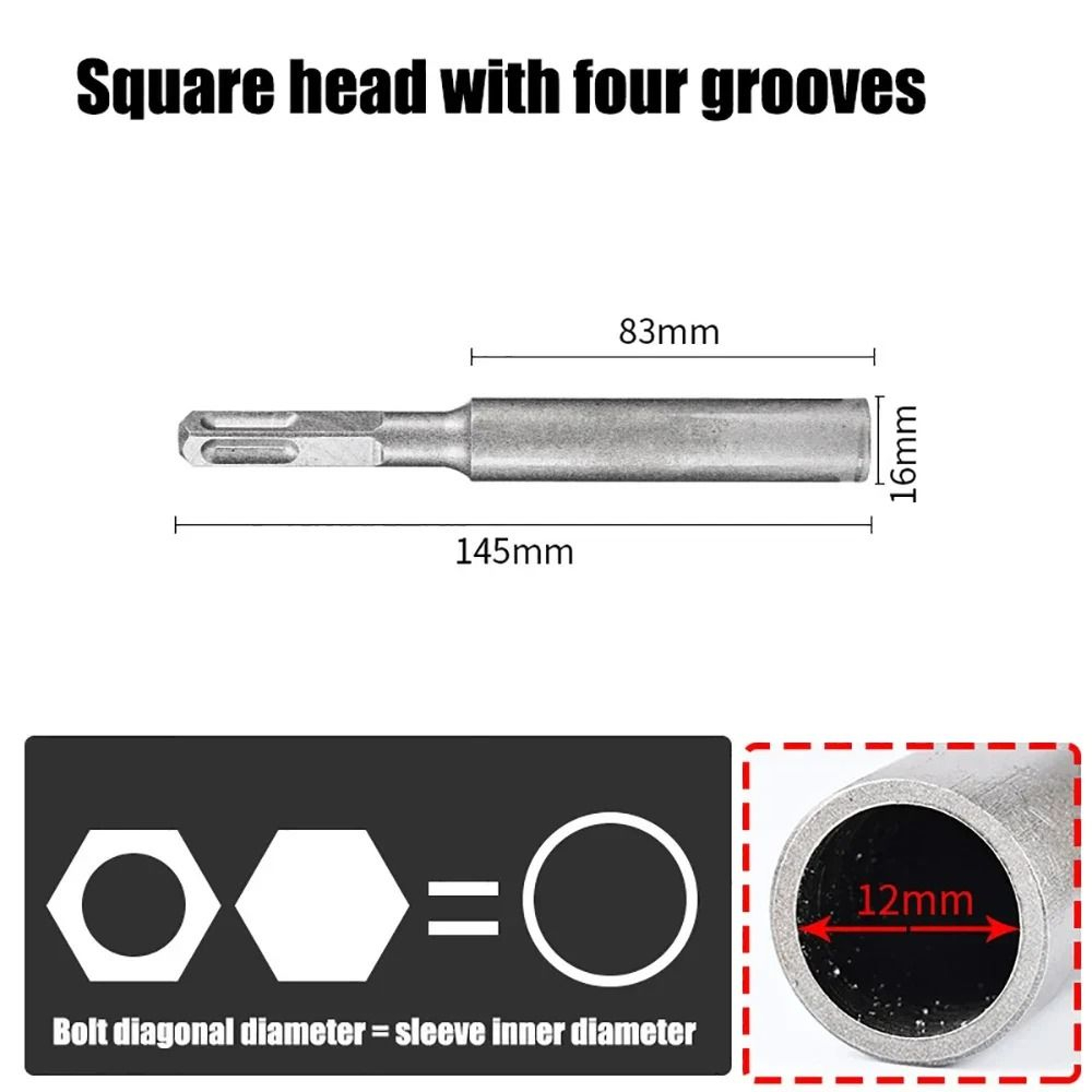 SDSPlus HeavyDuty Steel Ground Rod Driver Bit For Rotary Hammer Drills 17