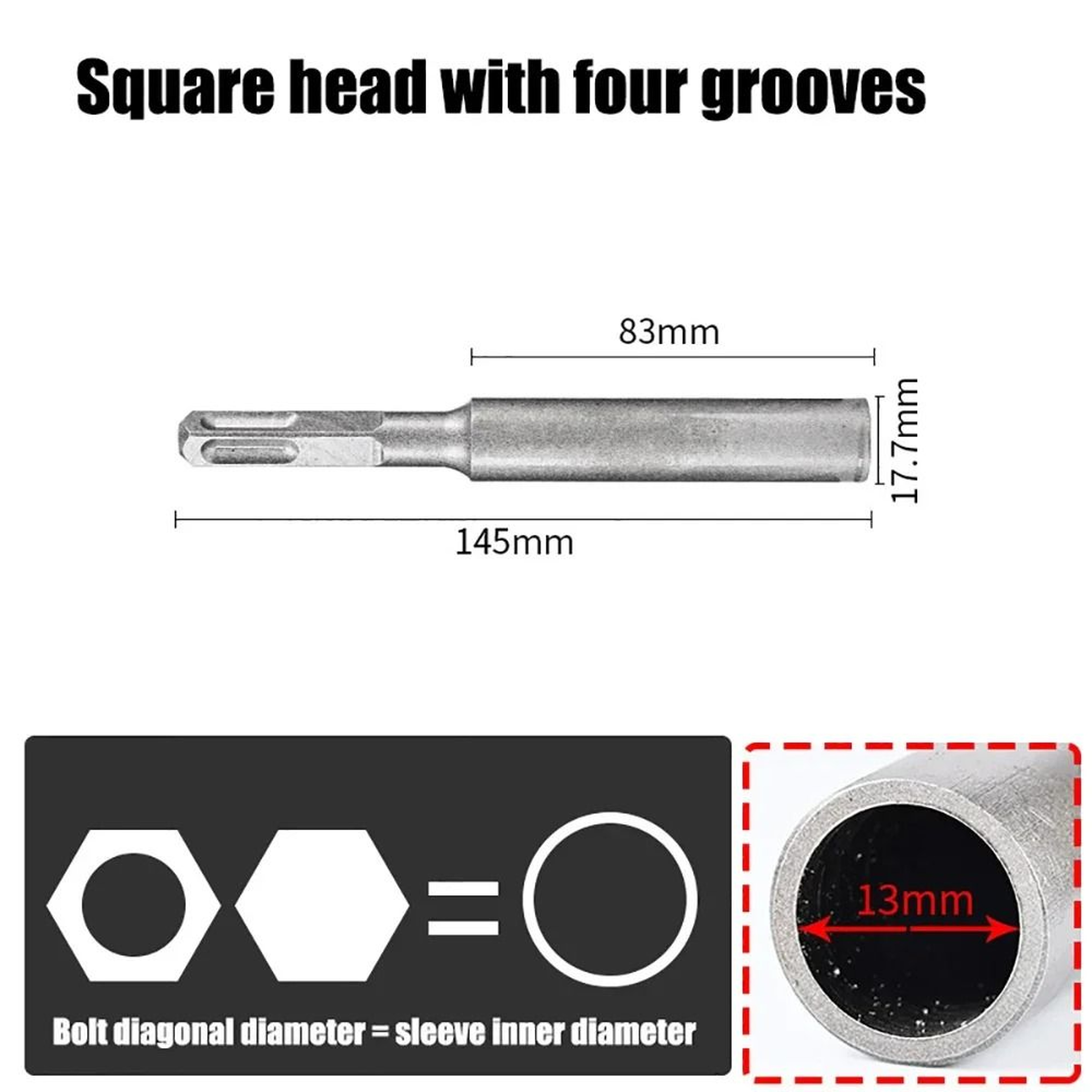 SDSPlus HeavyDuty Steel Ground Rod Driver Bit For Rotary Hammer Drills 19