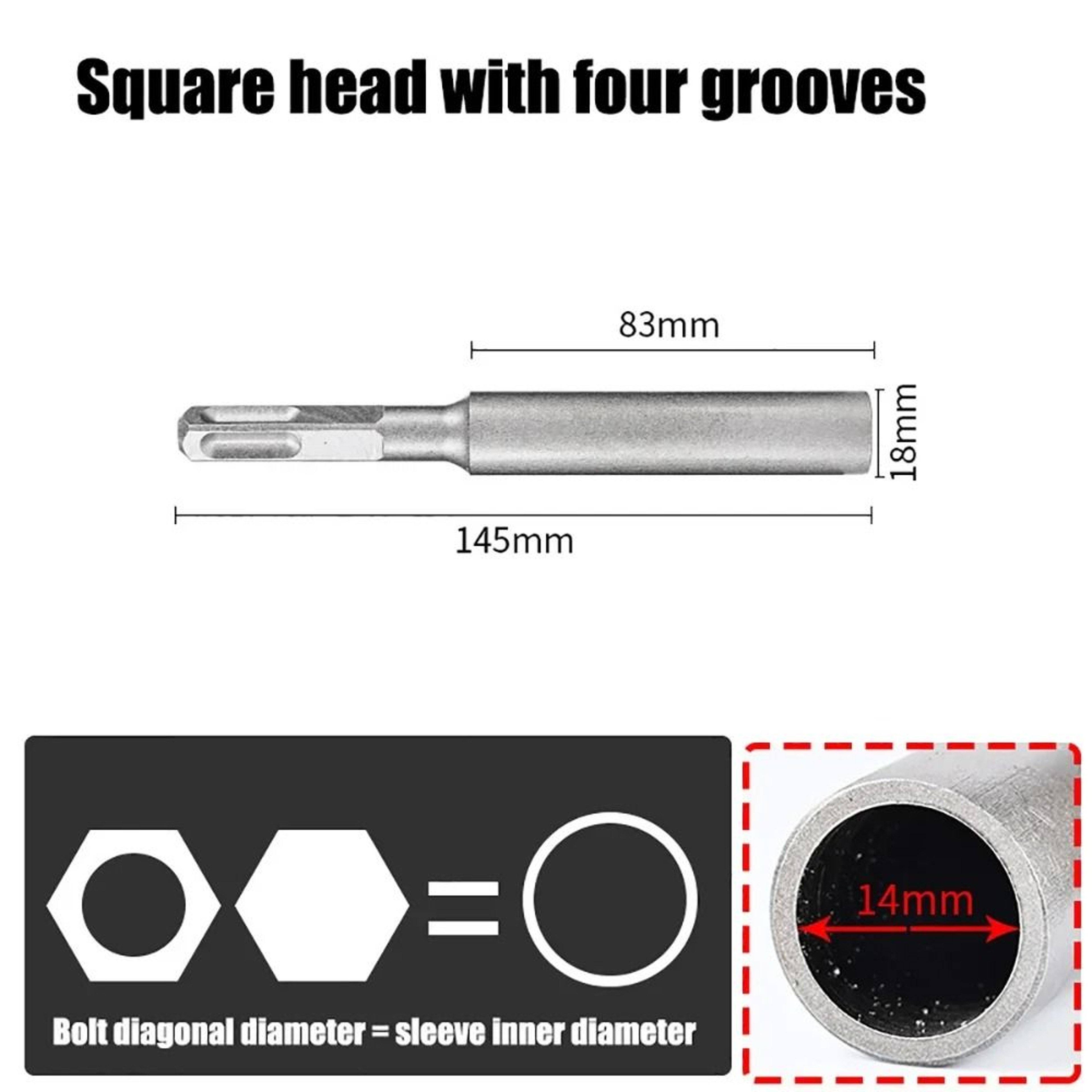 SDSPlus HeavyDuty Steel Ground Rod Driver Bit For Rotary Hammer Drills 12