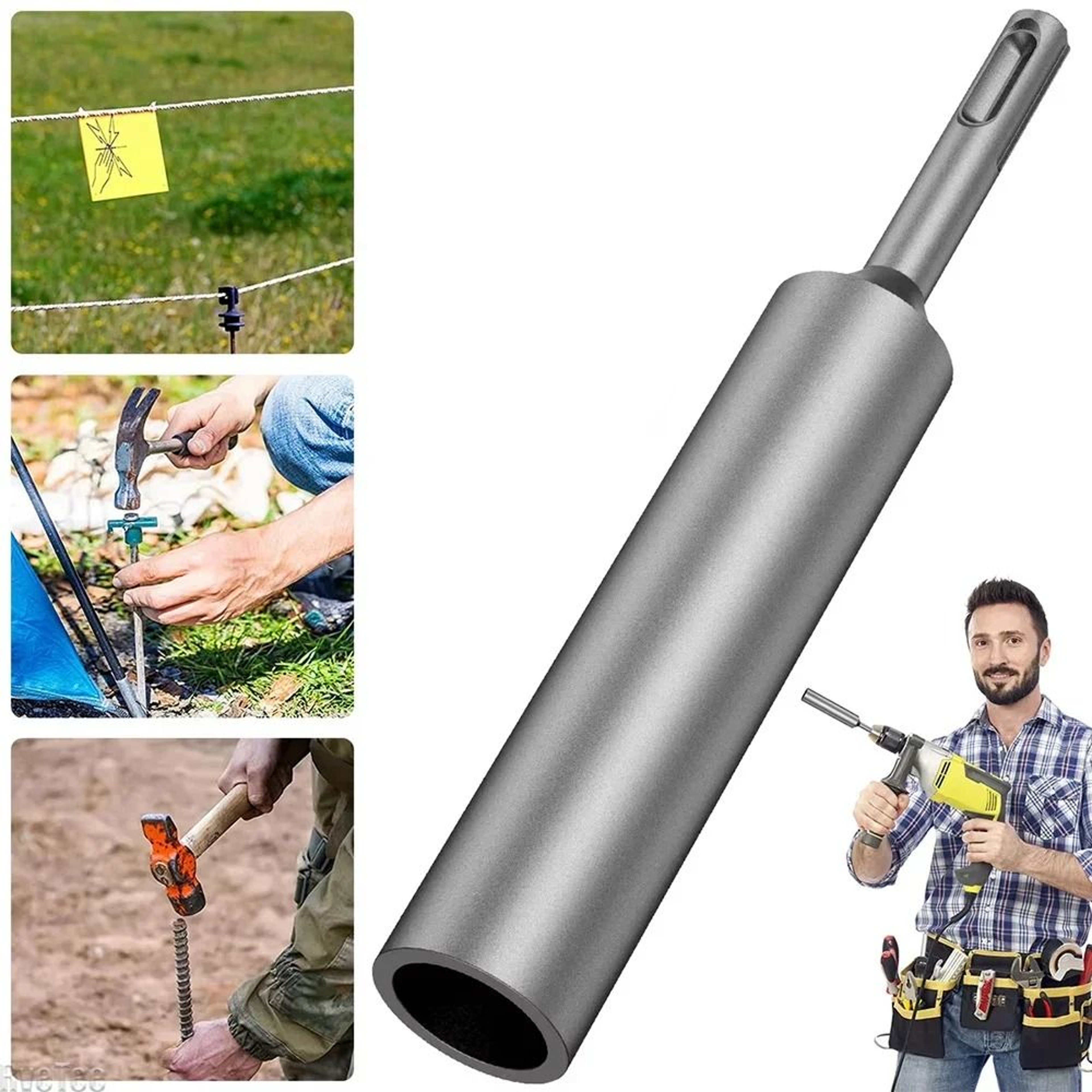 SDSPlus HeavyDuty Steel Ground Rod Driver Bit For Rotary Hammer Drills 0