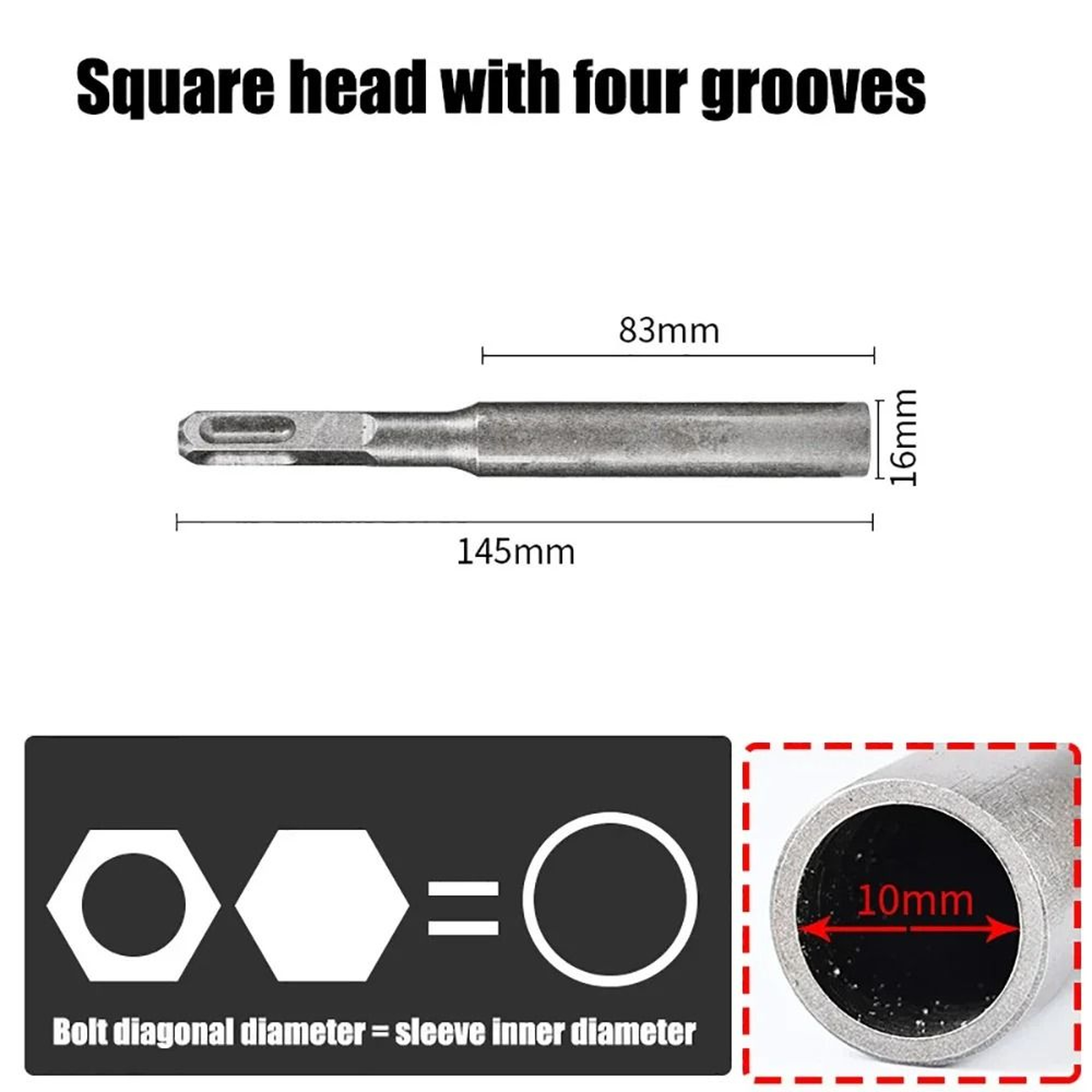 SDSPlus HeavyDuty Steel Ground Rod Driver Bit For Rotary Hammer Drills 15