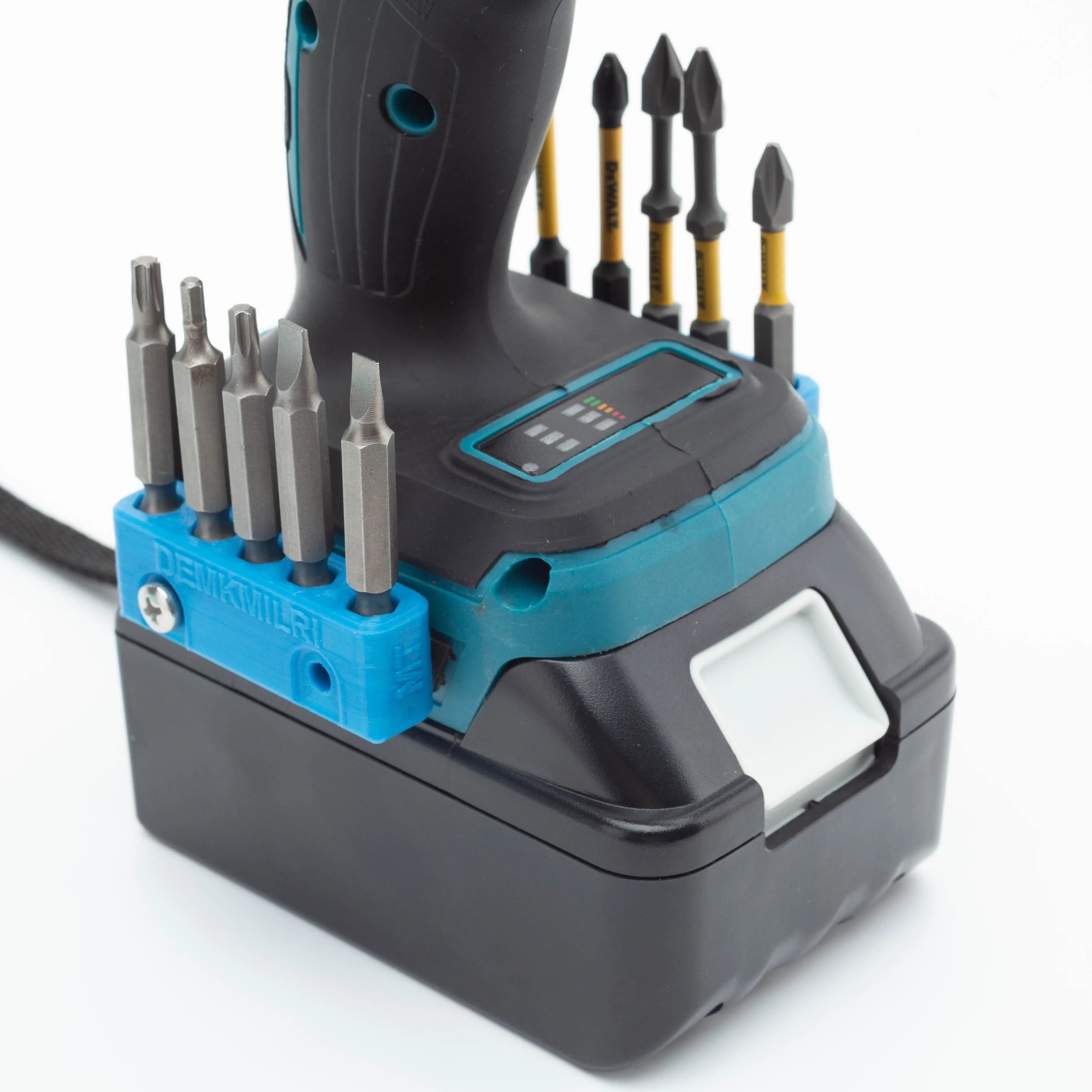 SideMount 5Slot Magnetic Cordless Drill  Impact Driver Bit Organizer With Mounting Screw 5