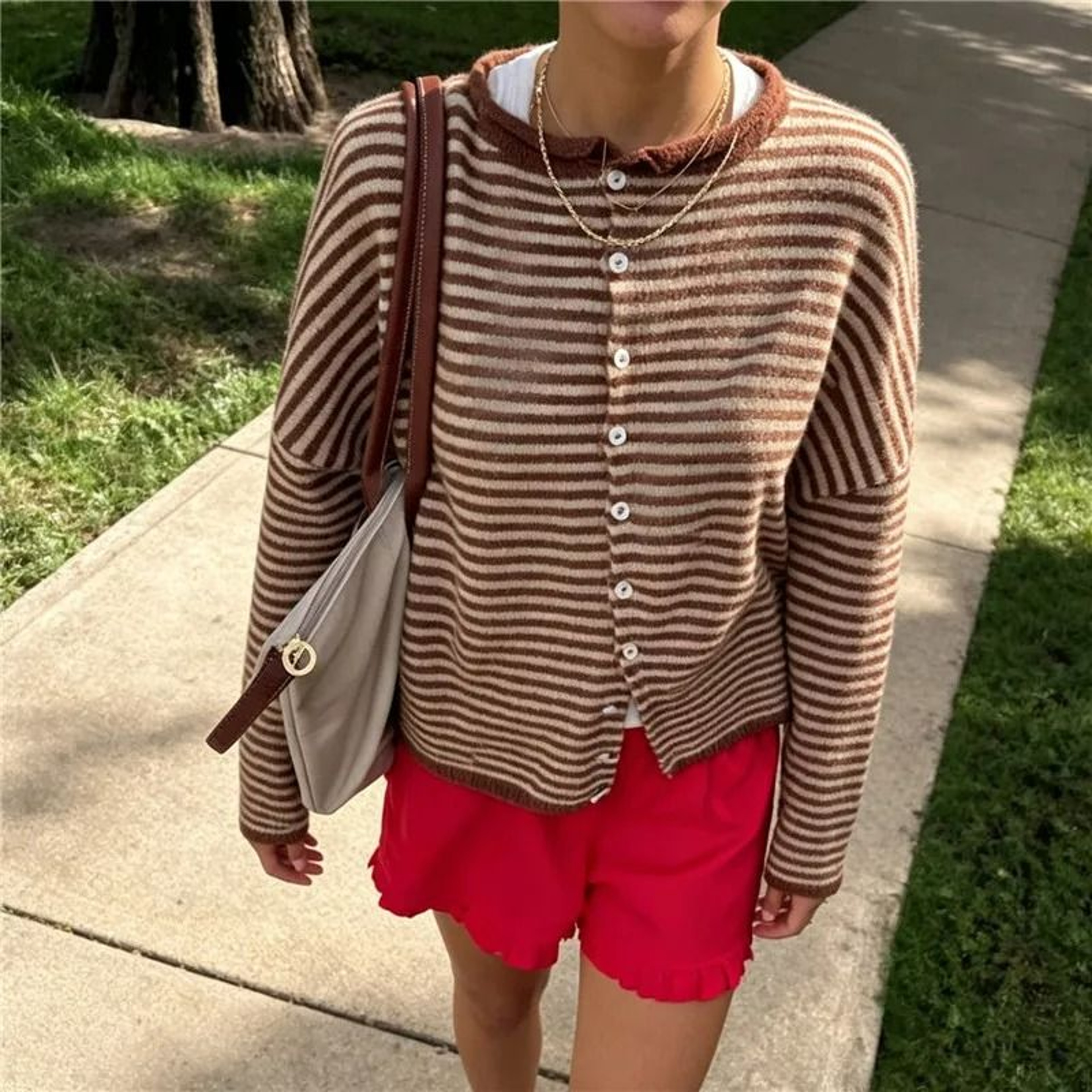 Womens Casual Striped Long Sleeve Knit Cardigan Sweaters 13