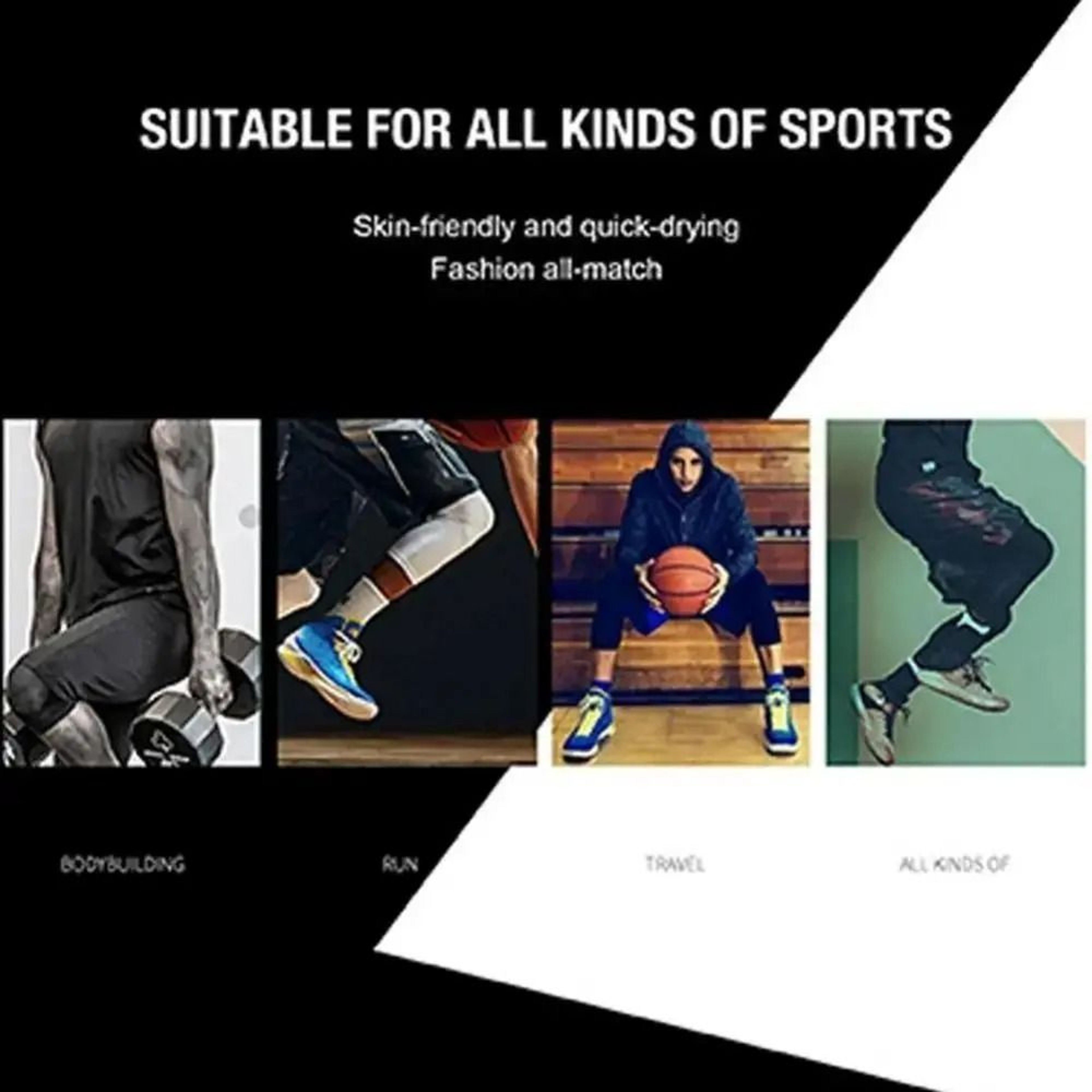 Mens OneLeg Compression Basketball Tights  Asymmetrical Sports Leggings 2