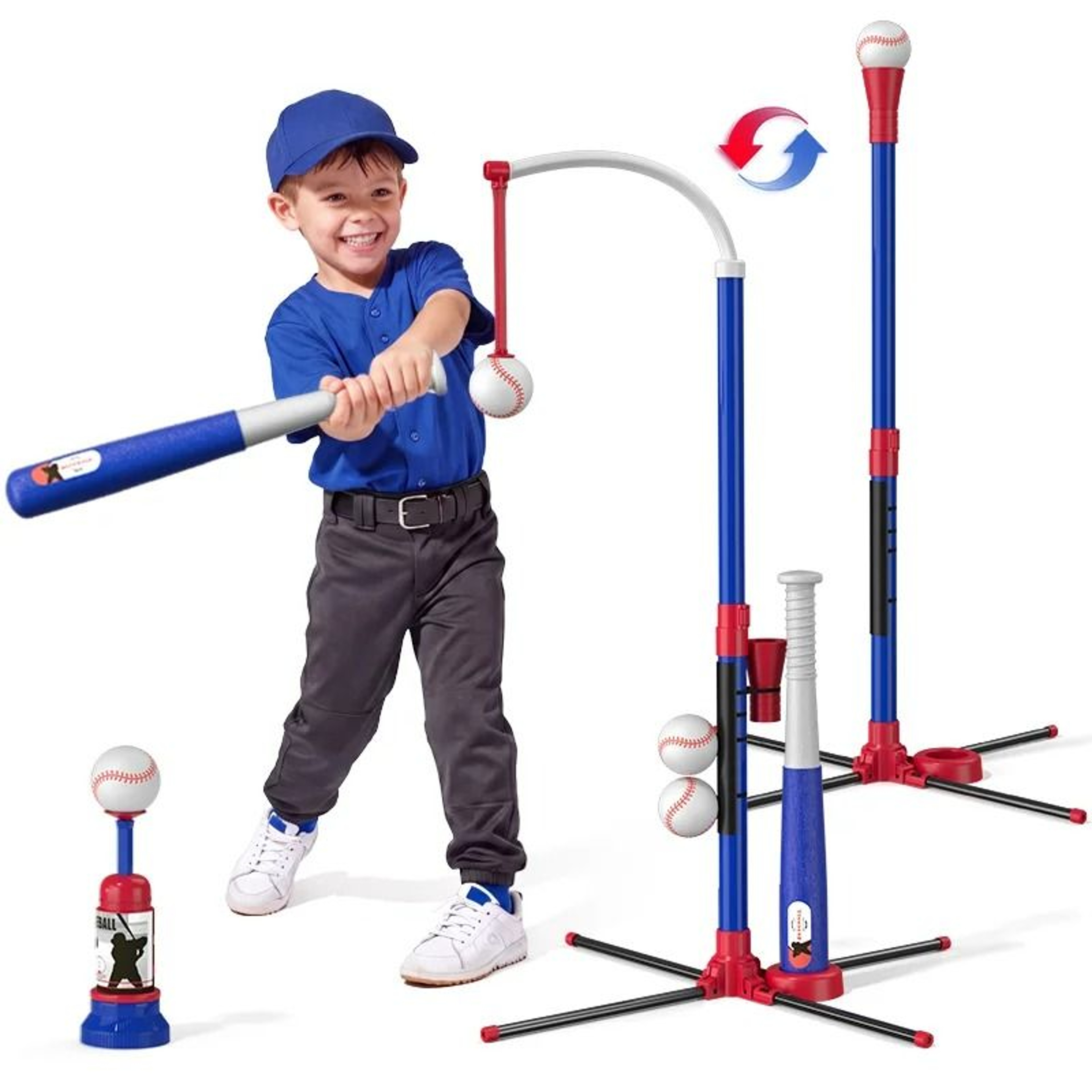3in1 Kids Baseball TBall Set With Automatic Pitching Machine  Hanging Tee 1