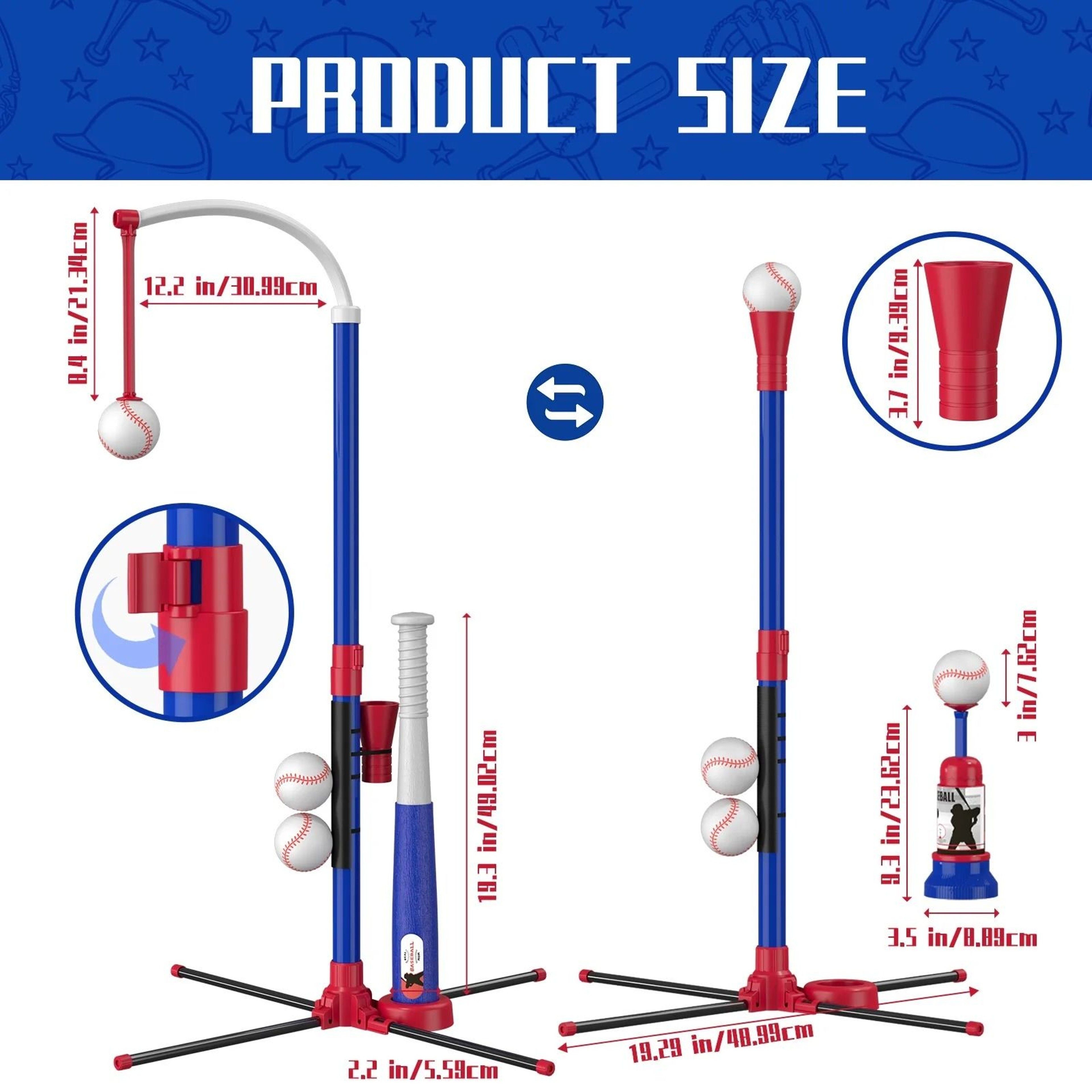 3in1 Kids Baseball TBall Set With Automatic Pitching Machine  Hanging Tee 7