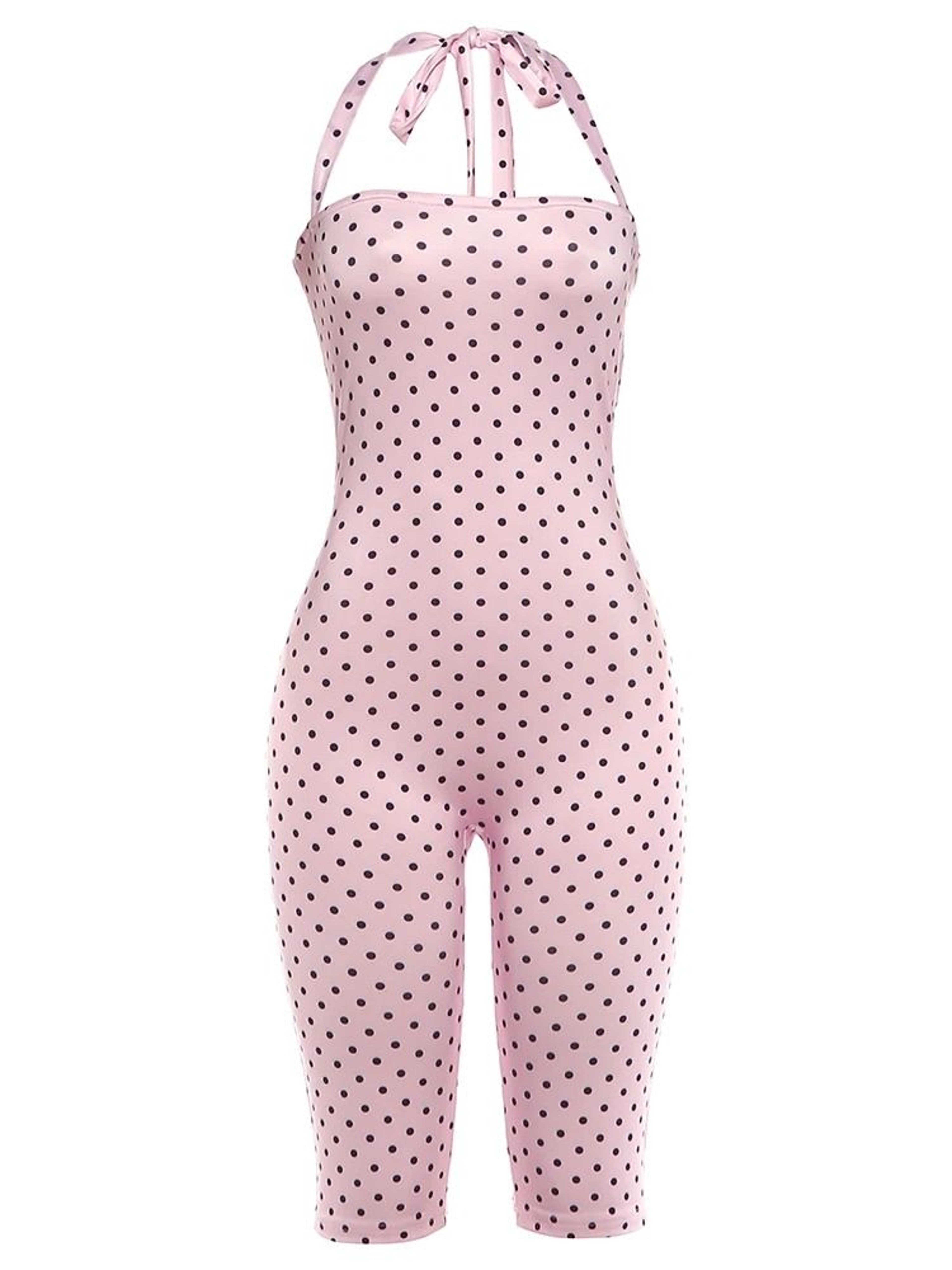 Womens Sexy Backless Polka Dot Halter Romper  Bodycon Playsuit 14