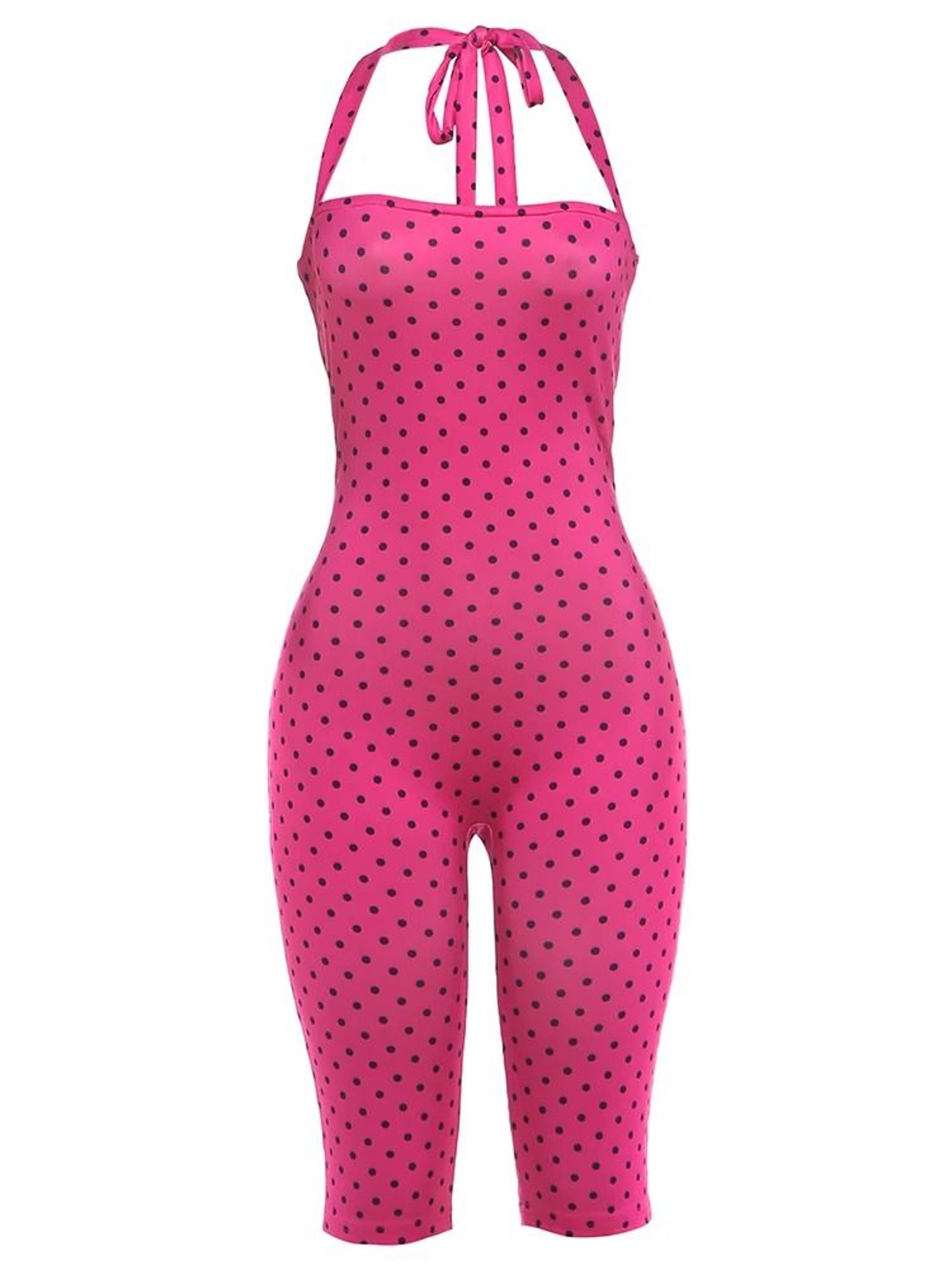 Womens Sexy Backless Polka Dot Halter Romper  Bodycon Playsuit 12