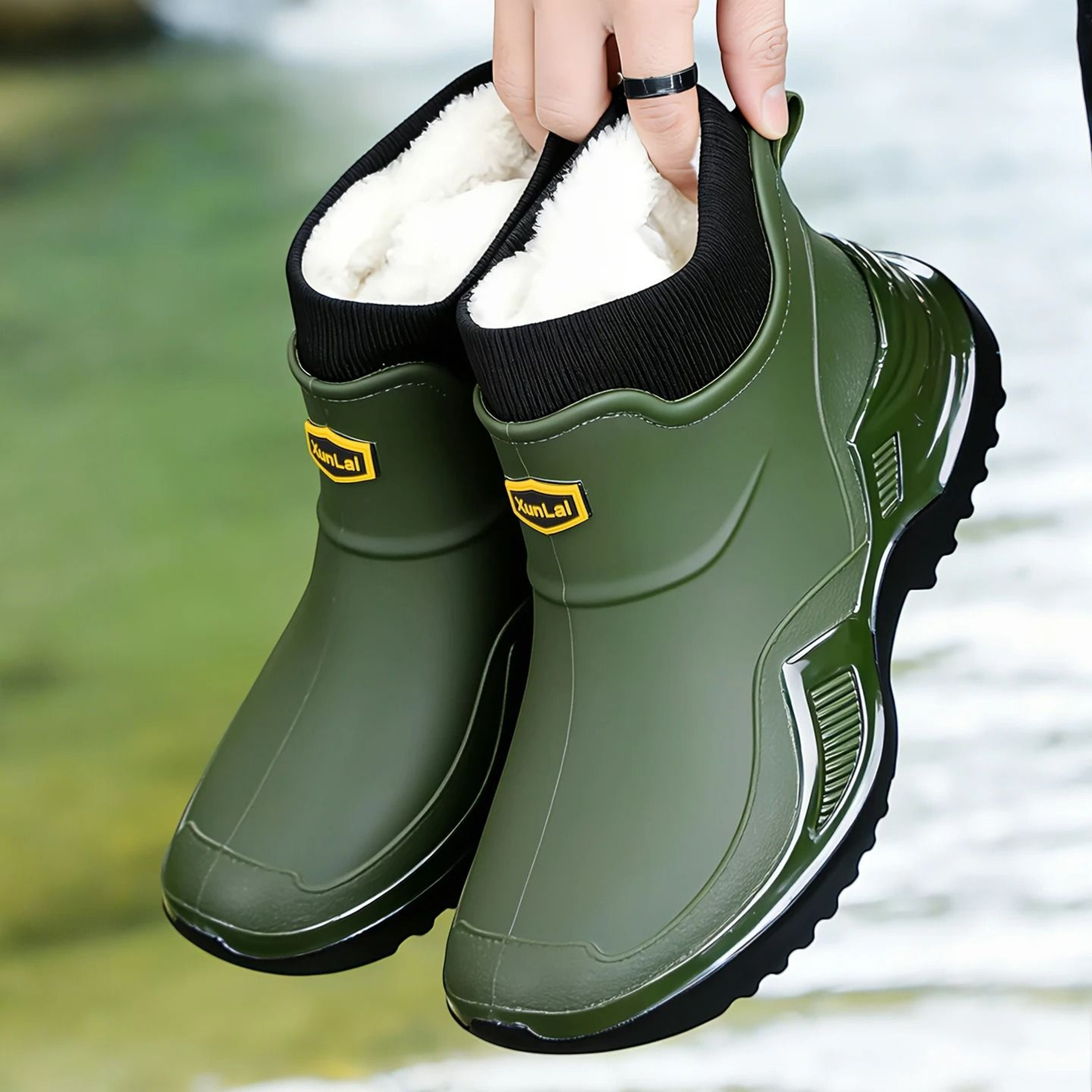 Waterproof Warm PlushLined Rain Boots  SlipResistant Work Shoes 1