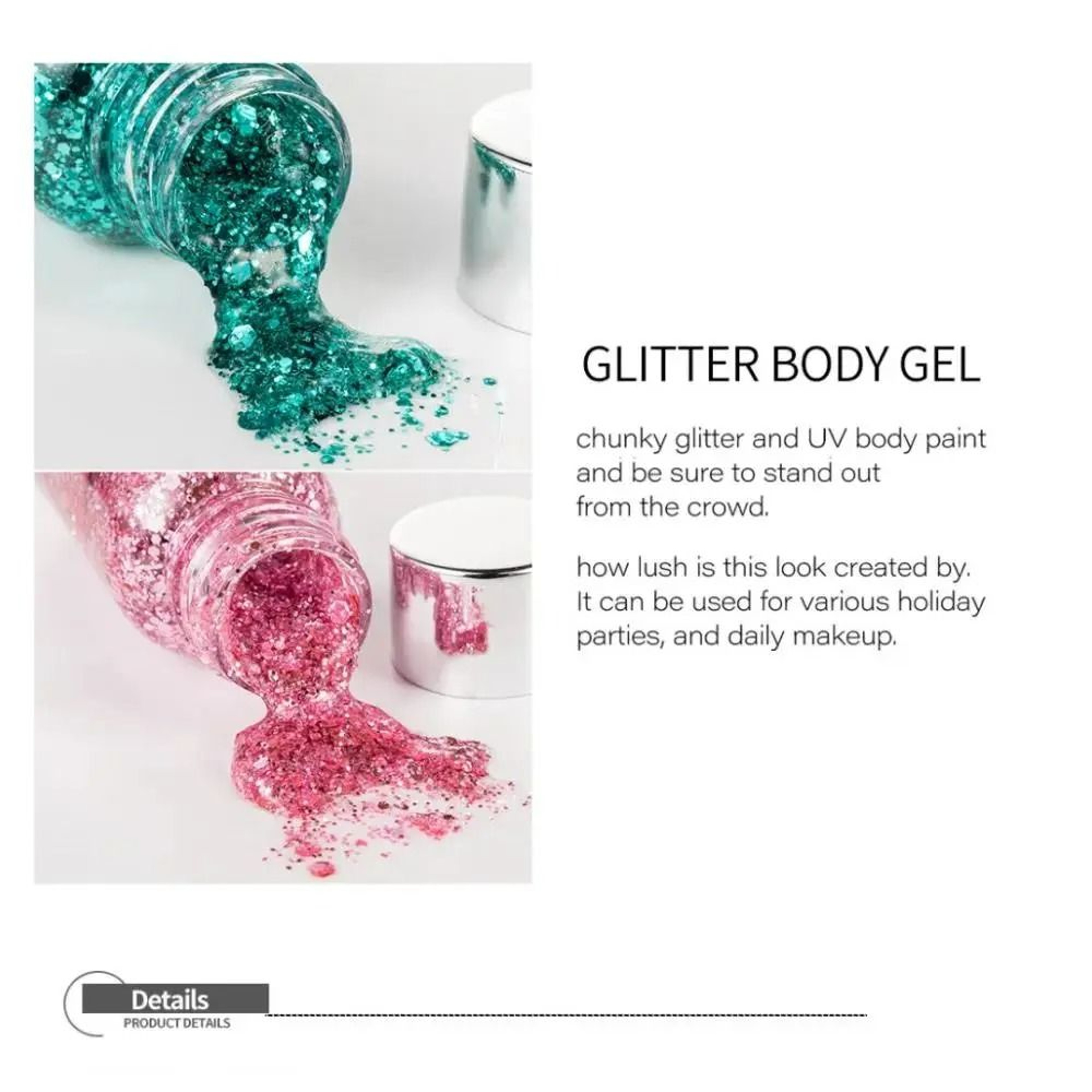 HighShine MultiUse Body  Face Glitter Gel For Festival  Party Makeup 2