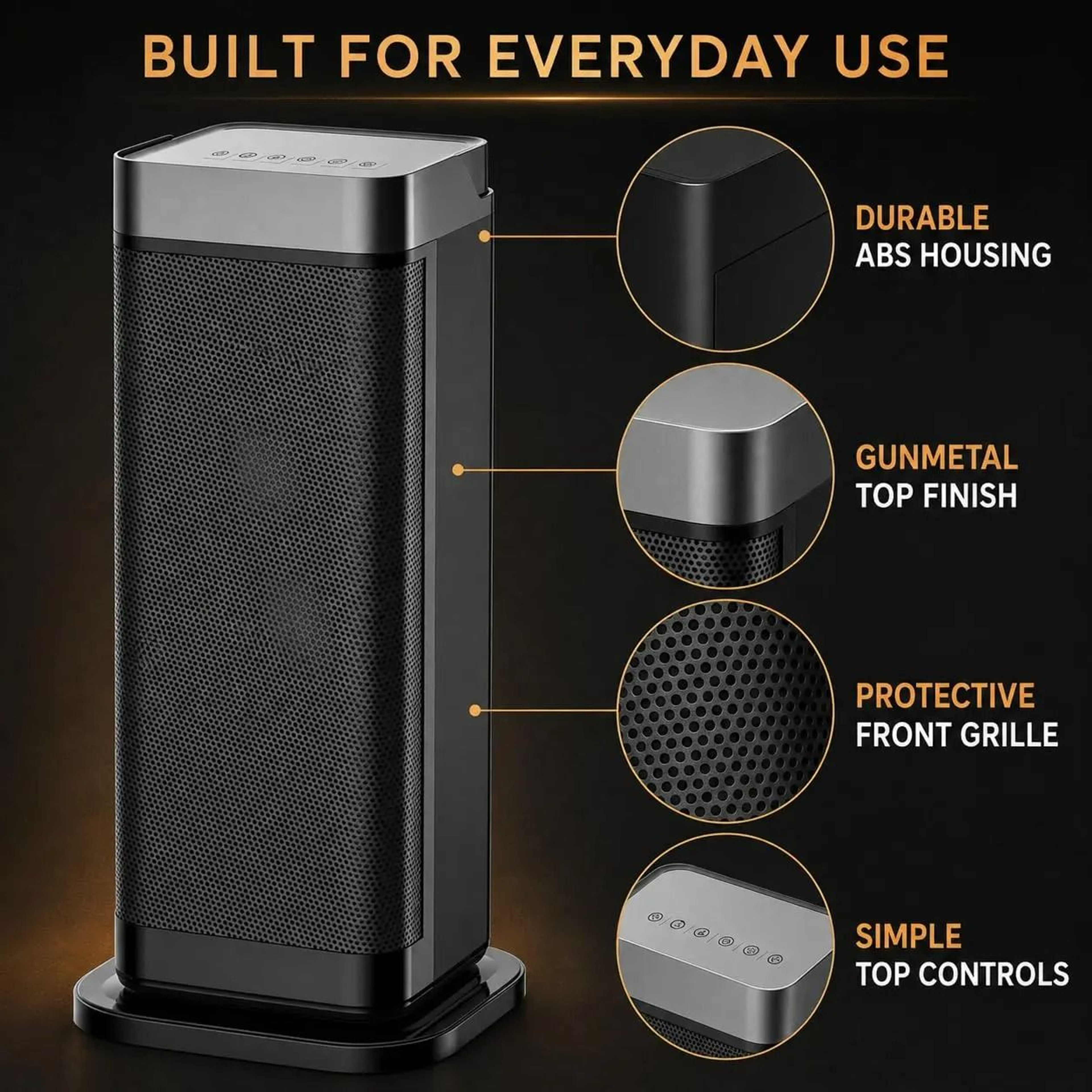 Quiet Ceramic Space Heater With Fast Oscillation And Safety Protection 7