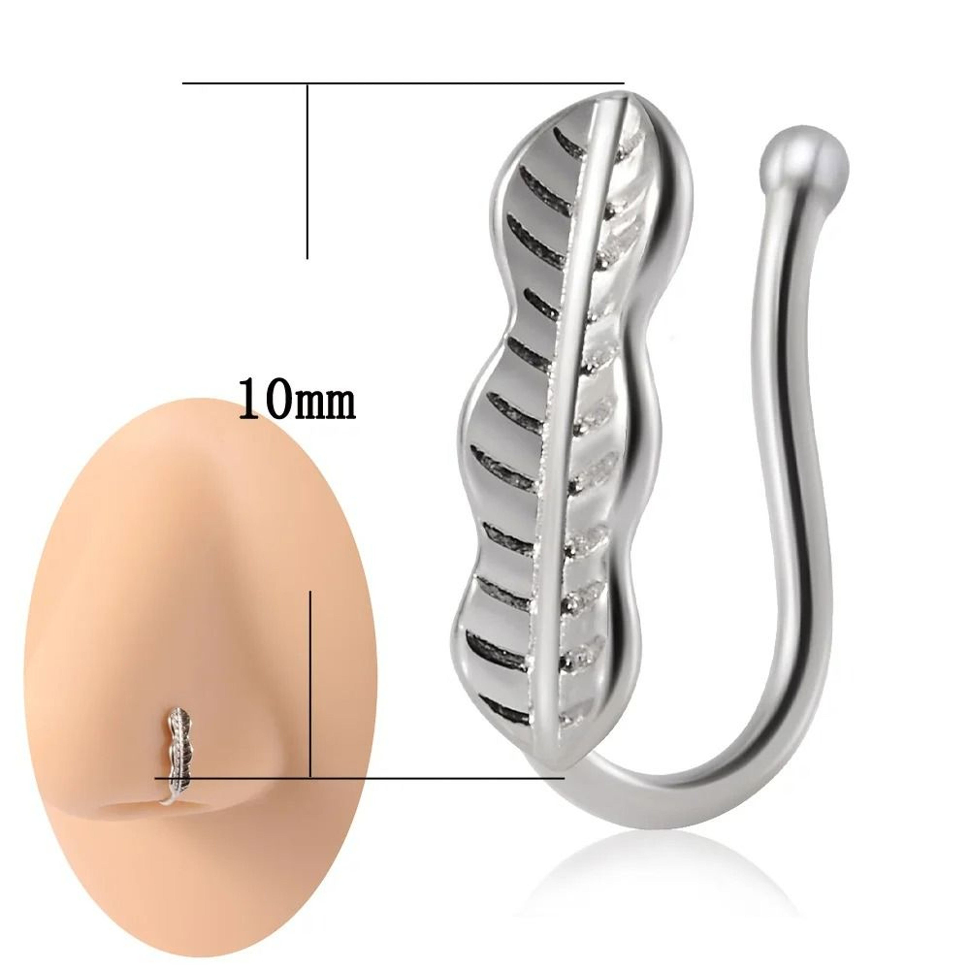 ClipOn 316L Surgical Steel Faux Septum And Nose Ring Hoop 18