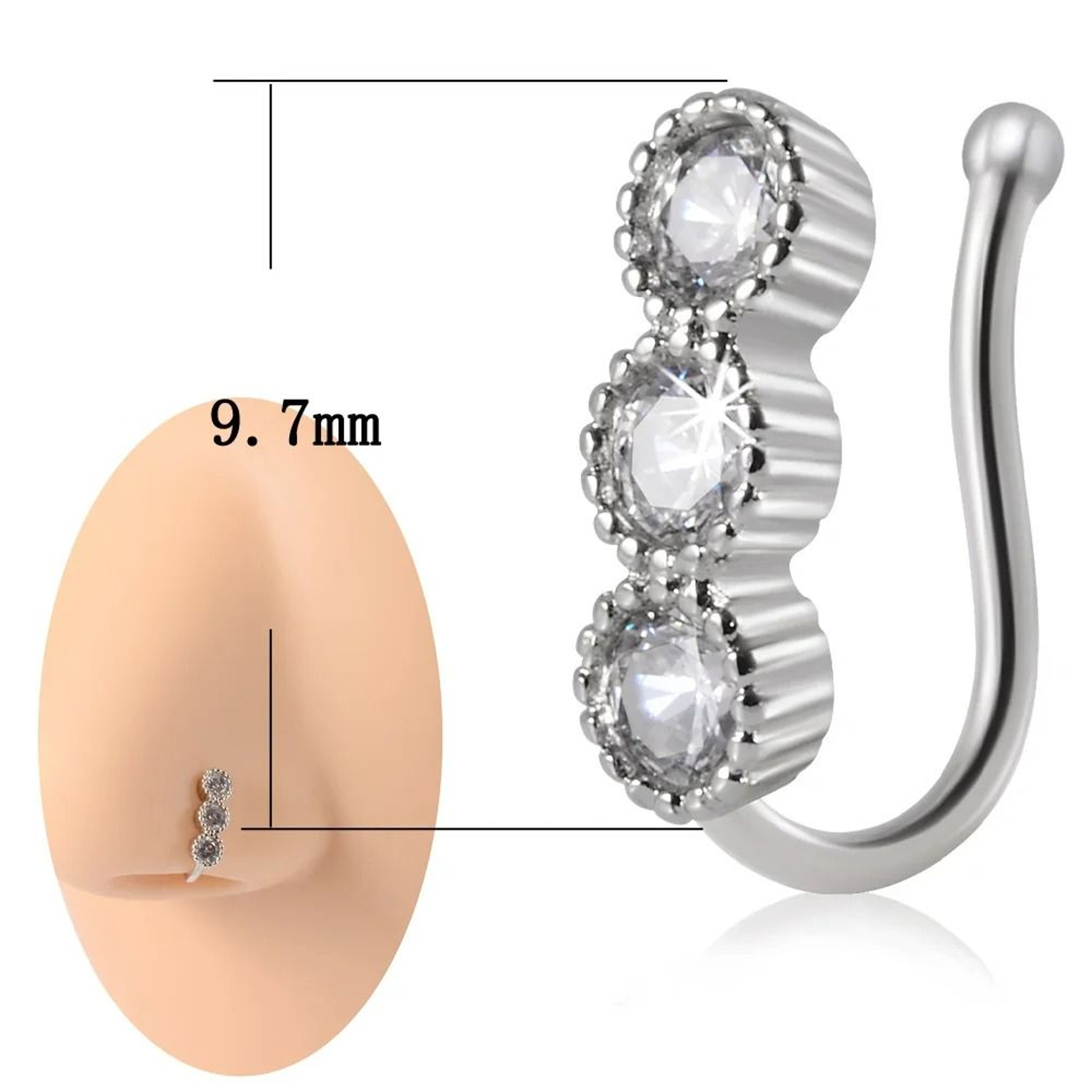 ClipOn 316L Surgical Steel Faux Septum And Nose Ring Hoop 13