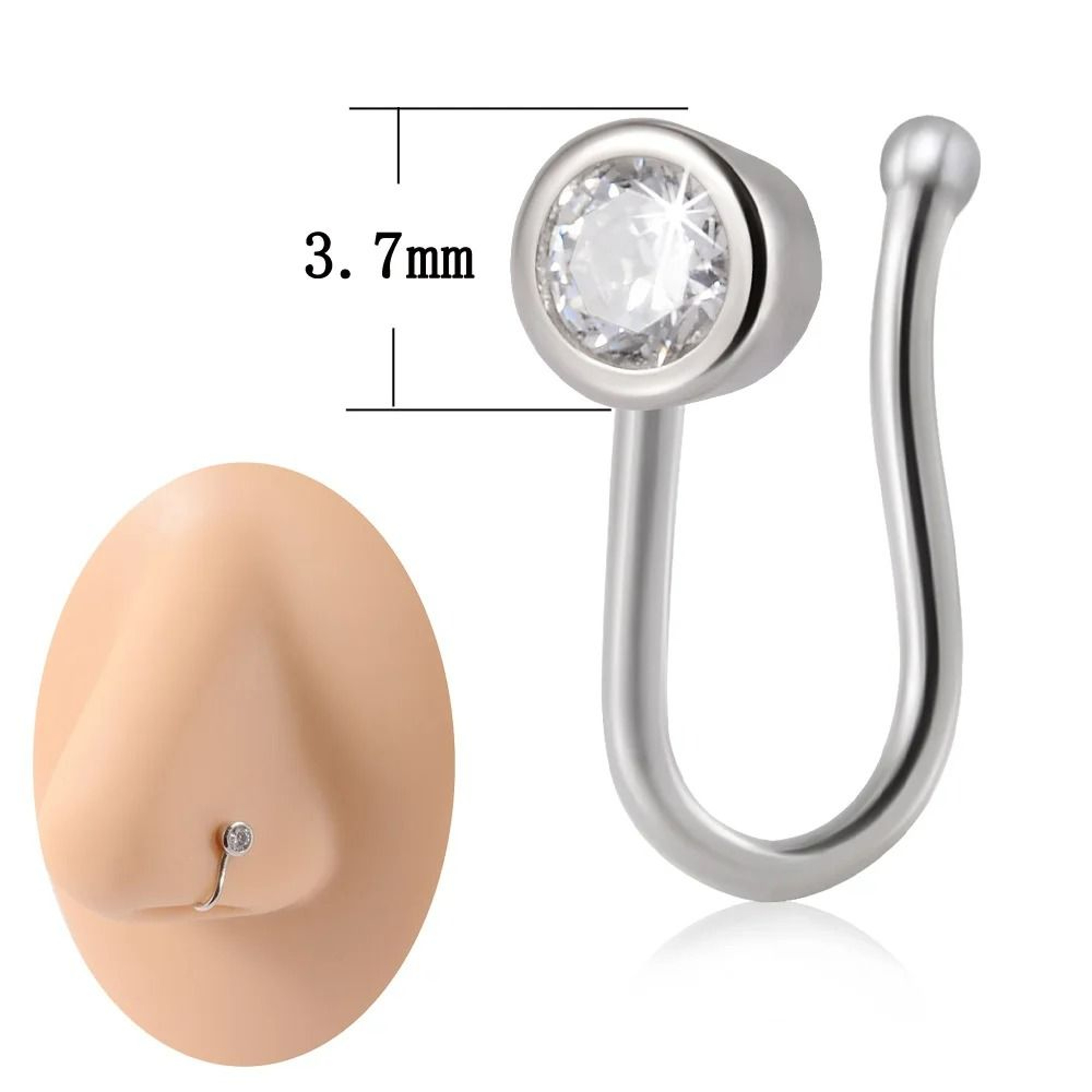 ClipOn 316L Surgical Steel Faux Septum And Nose Ring Hoop 9