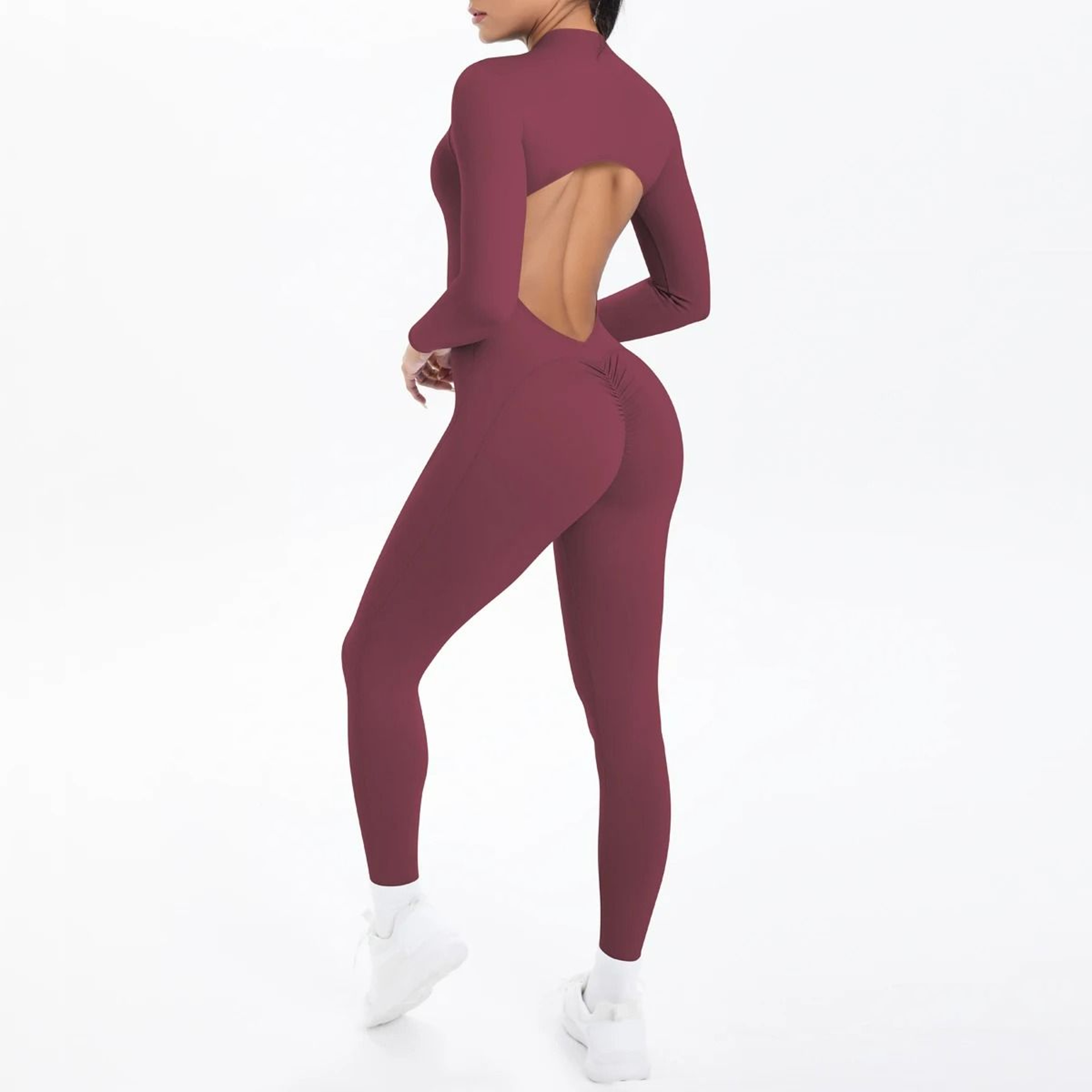 Backless LongSleeve FrontZip Athletic Yoga Bodysuit 11