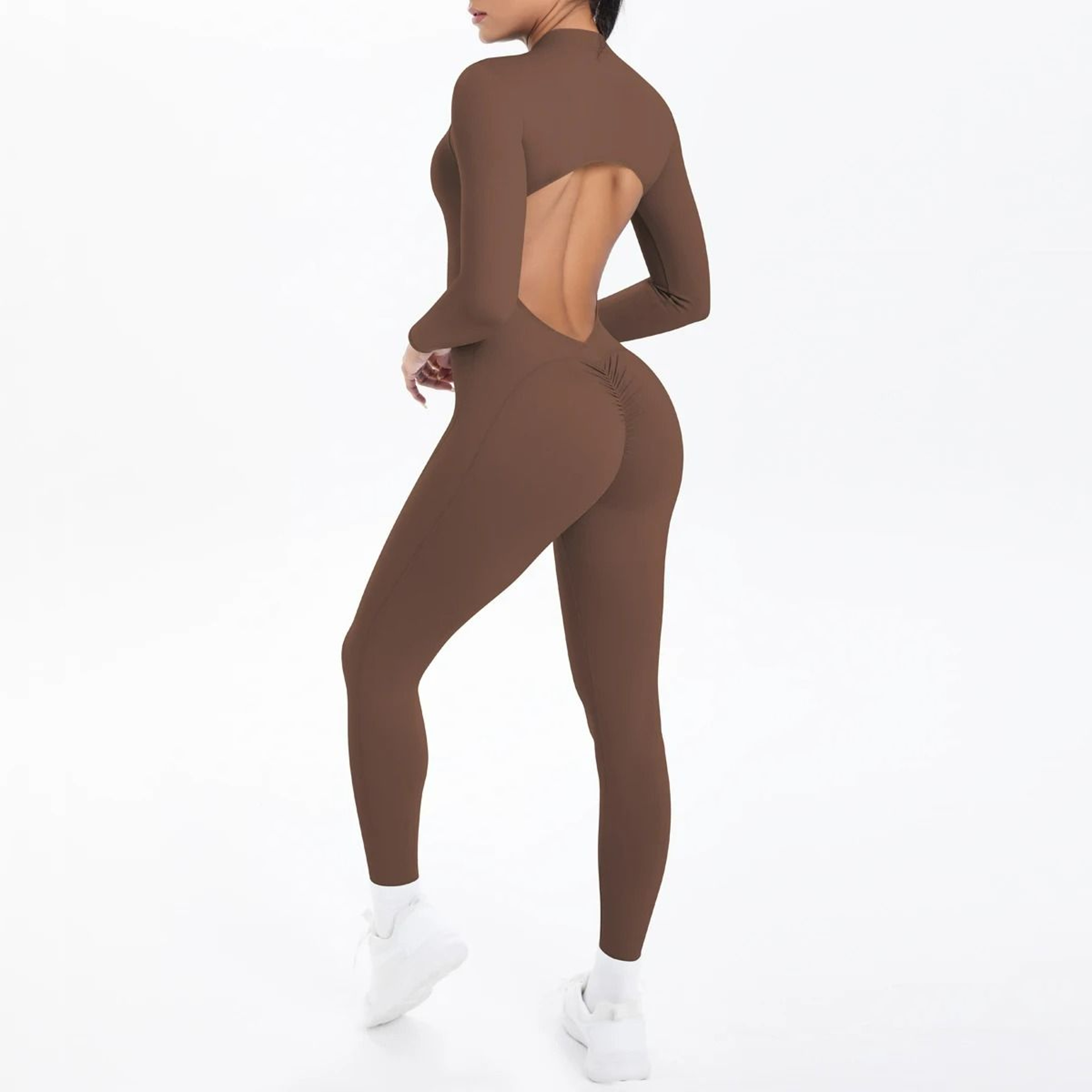 Backless LongSleeve FrontZip Athletic Yoga Bodysuit 10