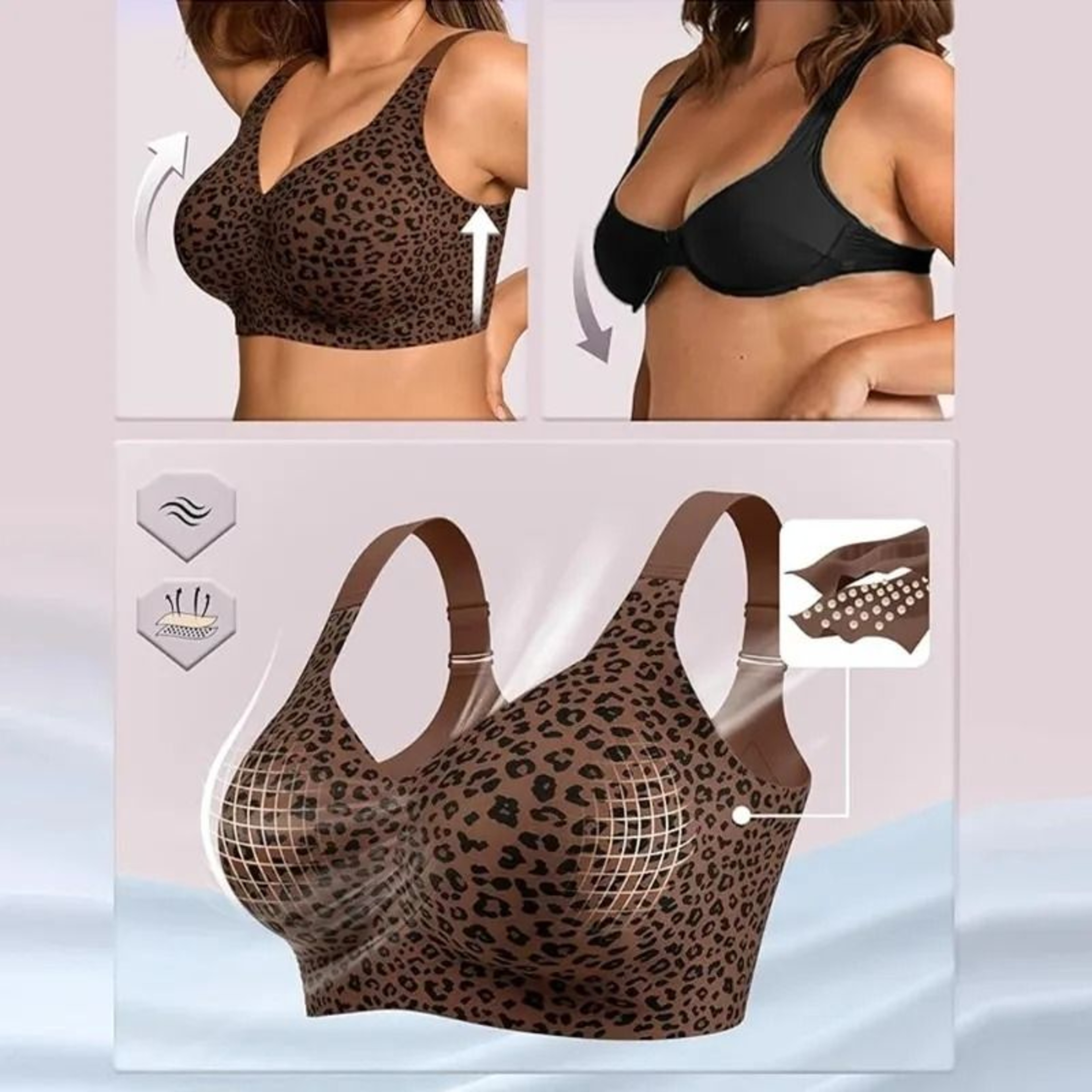 Seamless Leopard Jelly Strip PushUp WireFree Bra 4