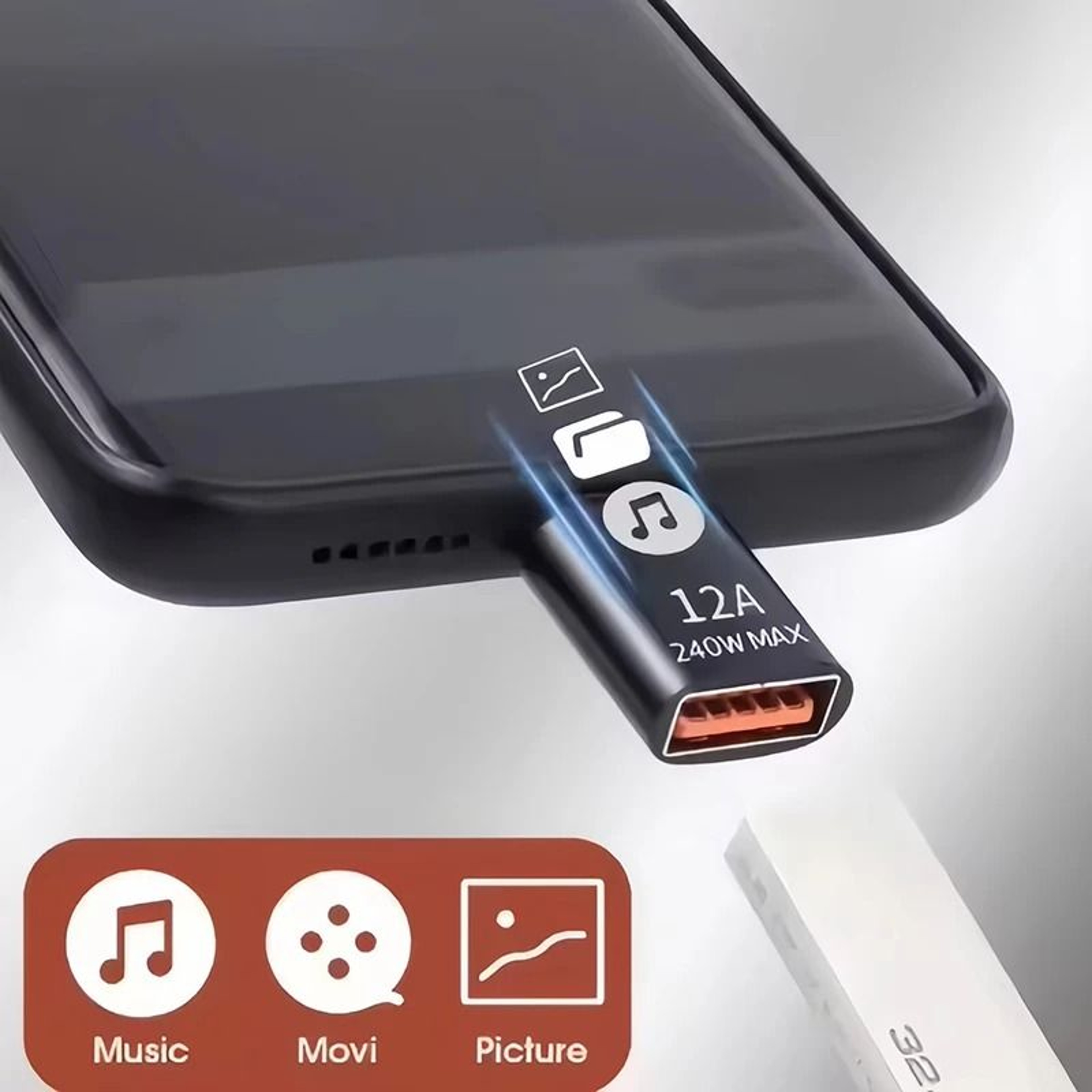 FastCharging 12A USB 30 To TypeC OTG Adapter With LED Indicator 1