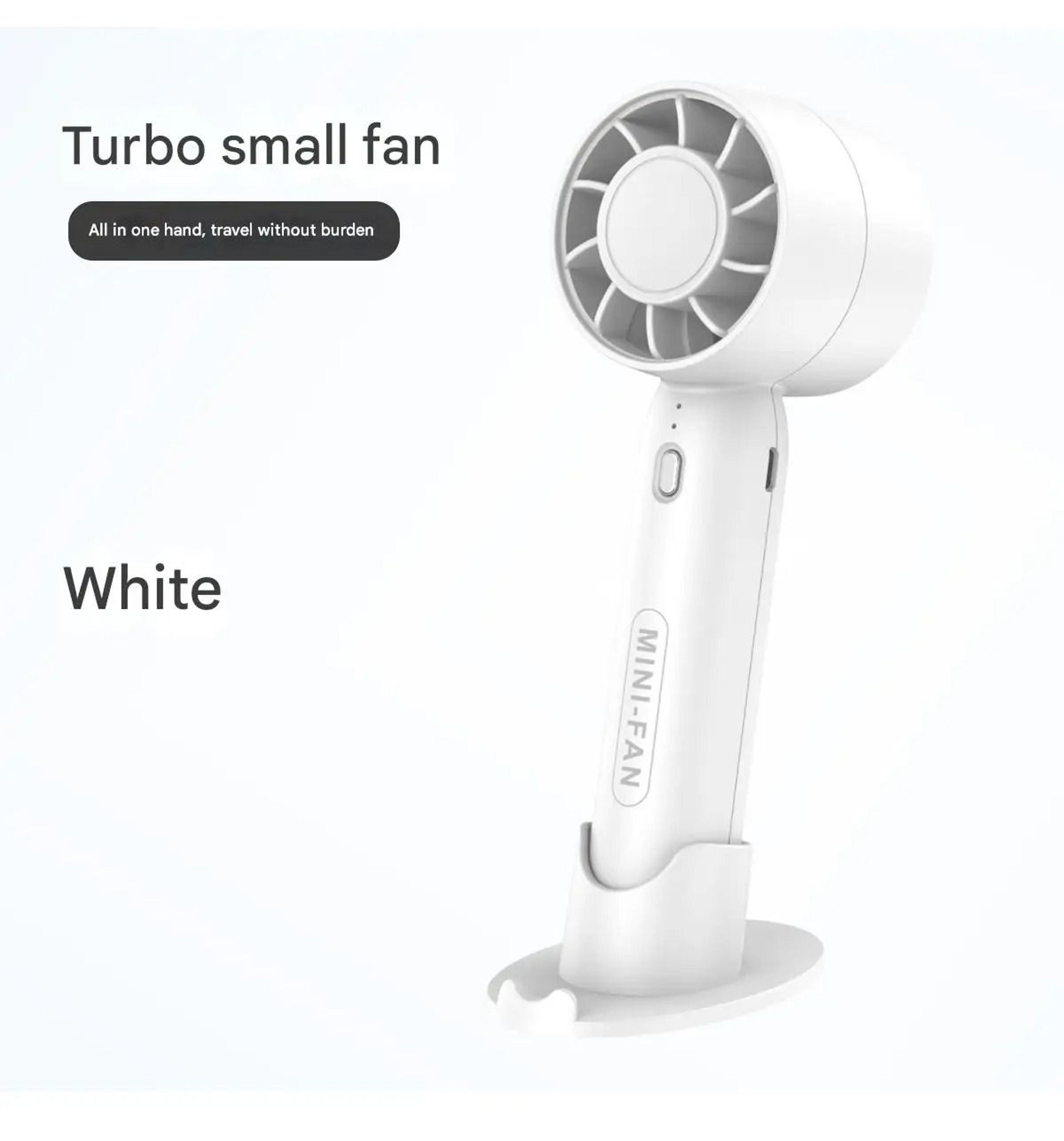 Portable Turbo Handheld Mini Fan With Desktop Stand And USB Rechargeable Battery 7