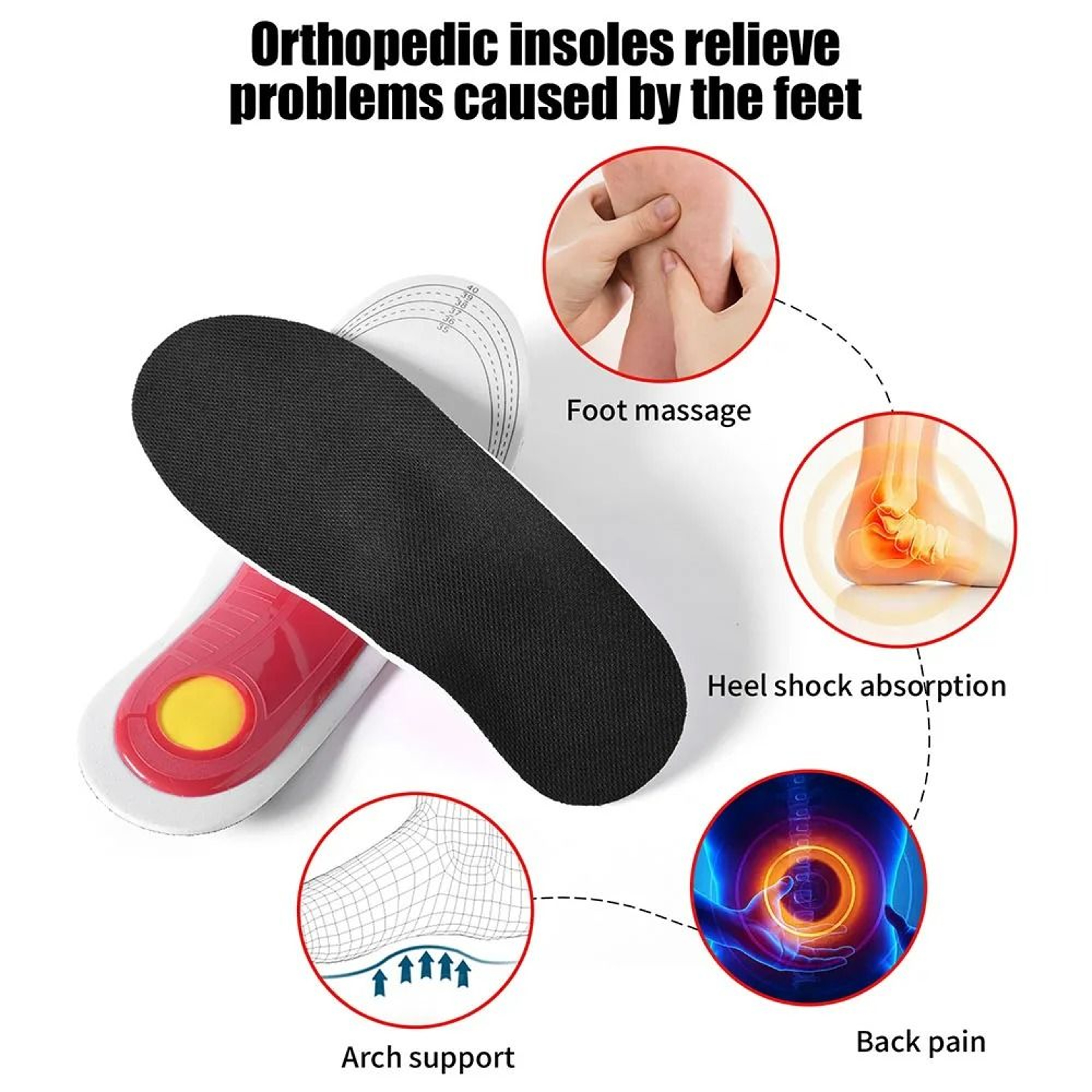 Orthotic Arch Support Flat Foot ShockAbsorbing Cushion Insoles 5