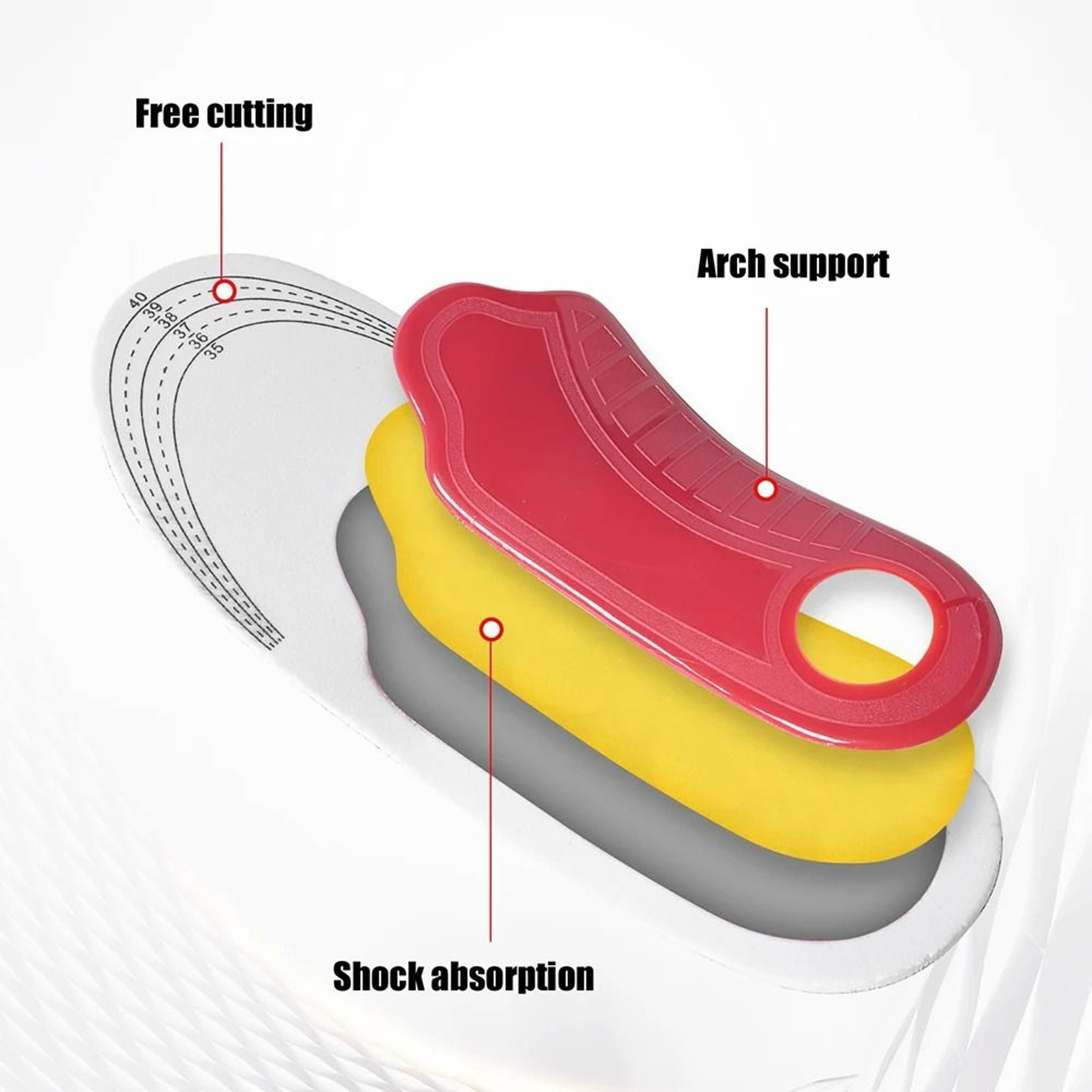 Orthotic Arch Support Flat Foot ShockAbsorbing Cushion Insoles 4