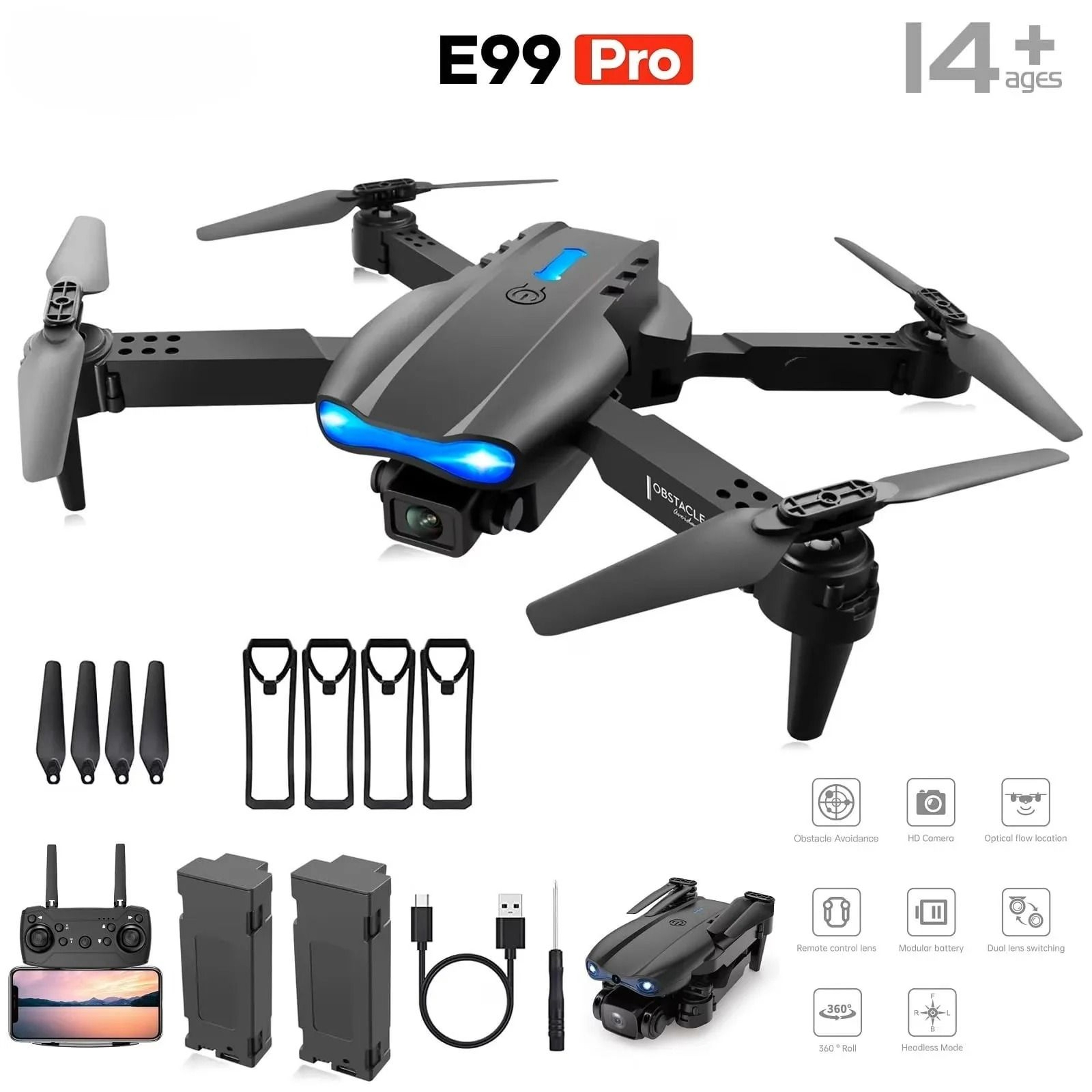 E88 PRO MAX 4K DualCamera Foldable RC Quadcopter Drone With Optical Flow  OneKey Return 5