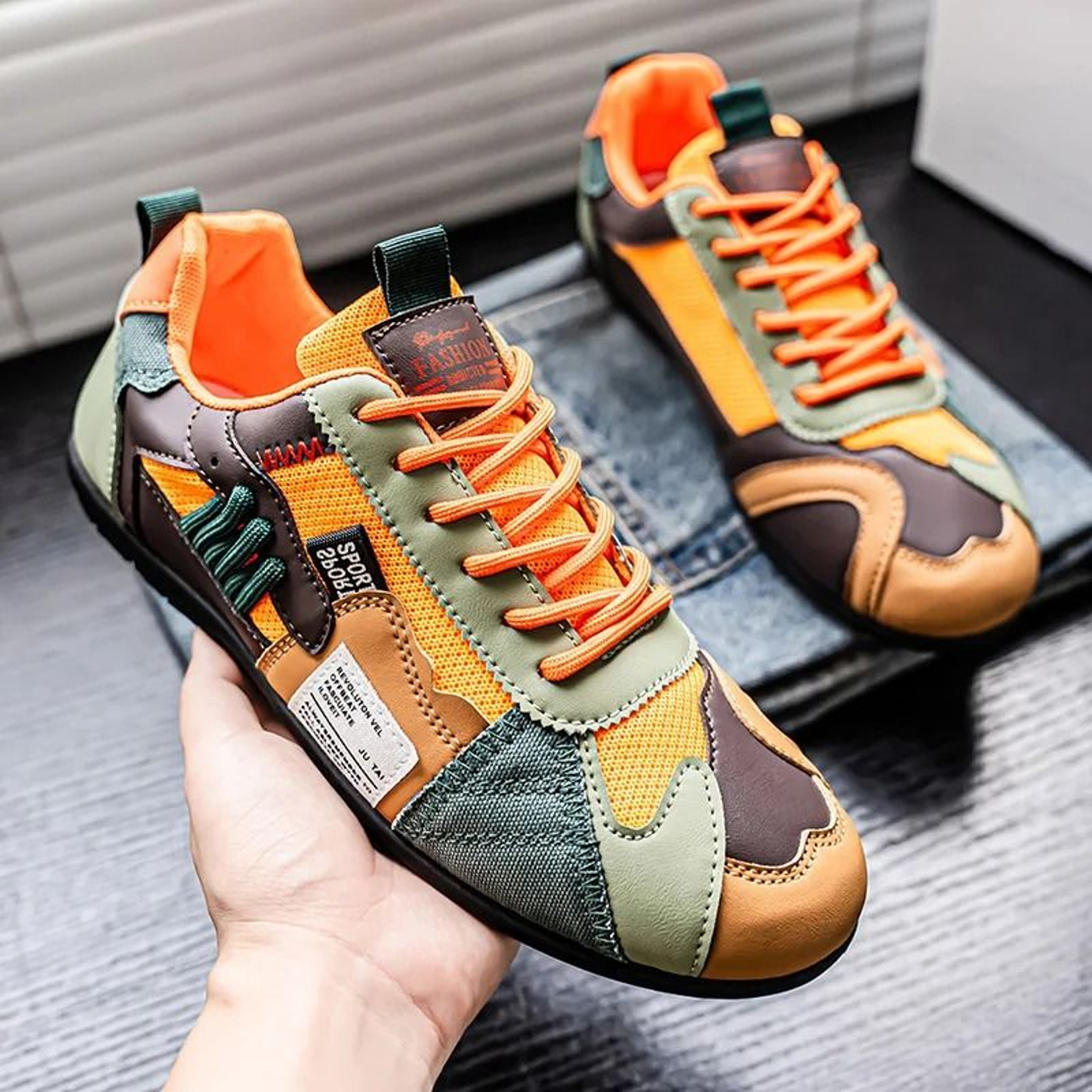 Mens Retro Lightweight ColorBlocked Breathable Mesh Casual Sneakers 6