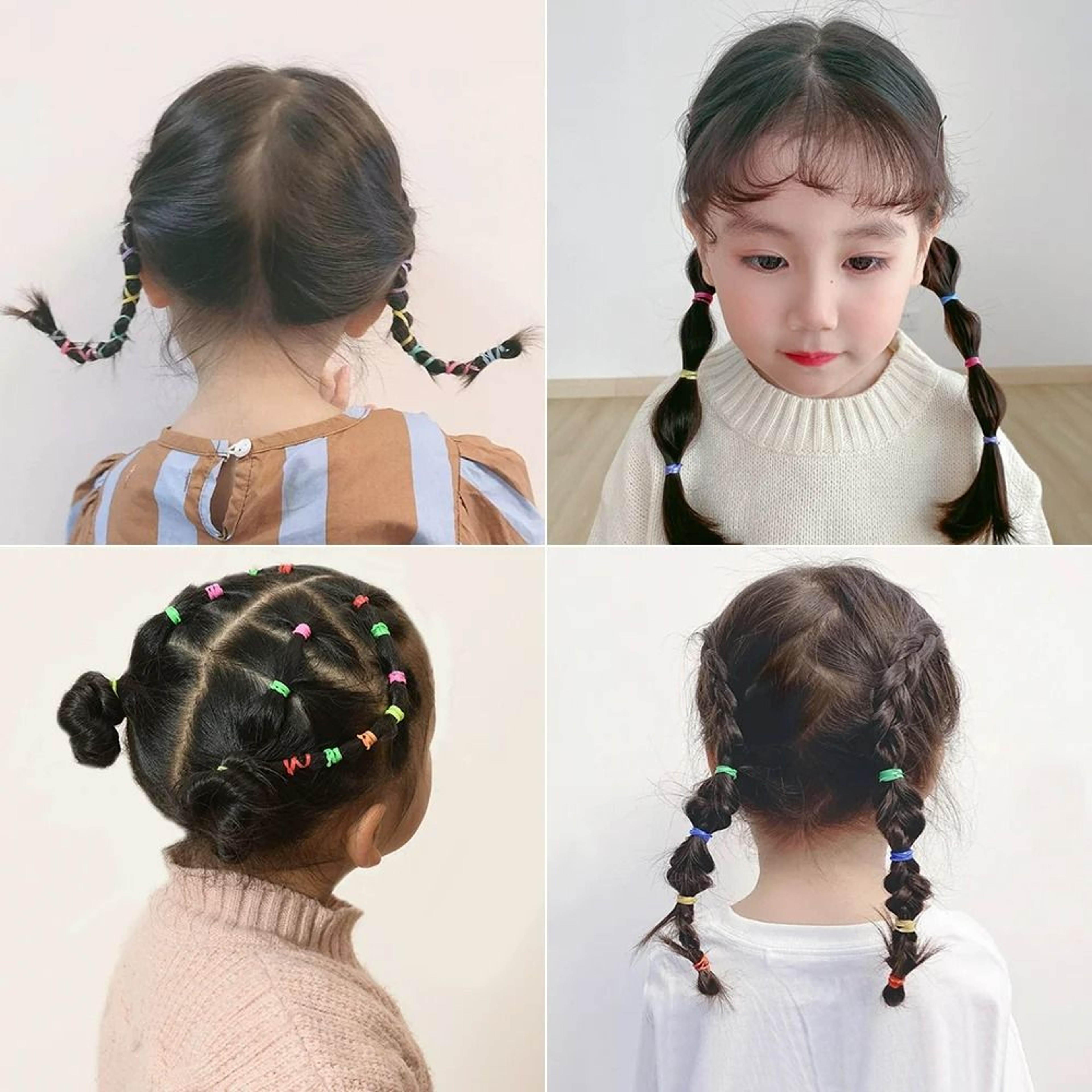 Colorful Seamless Elastic Mini Hair Ties  Ponytail Bands Set 2