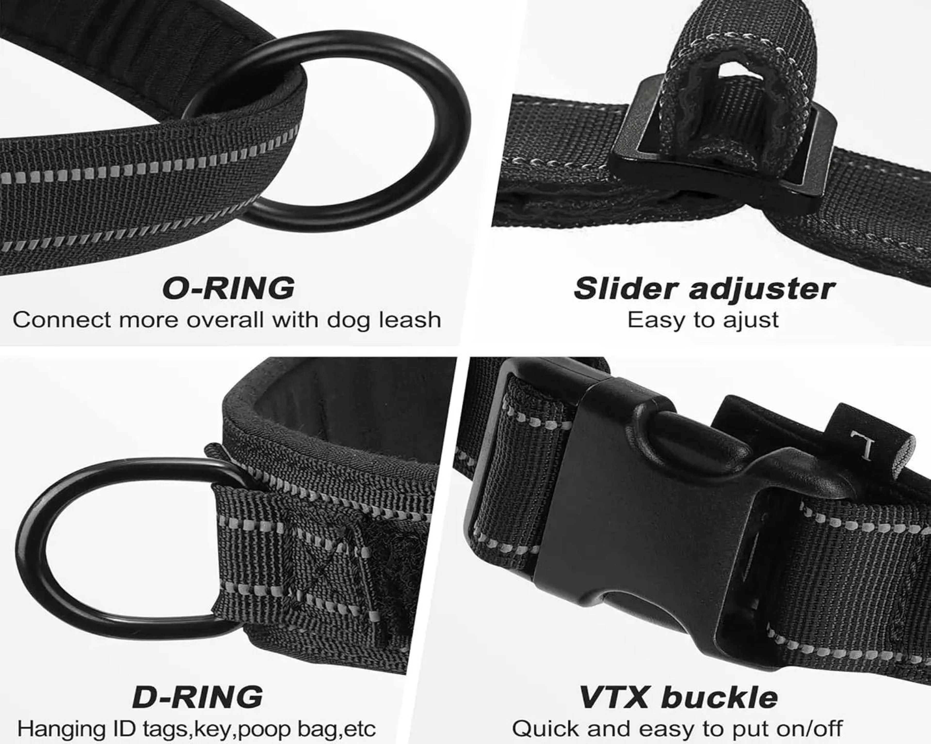 HeavyDuty Tactical NoPull Dog Harness  Reflective Control Vest 4