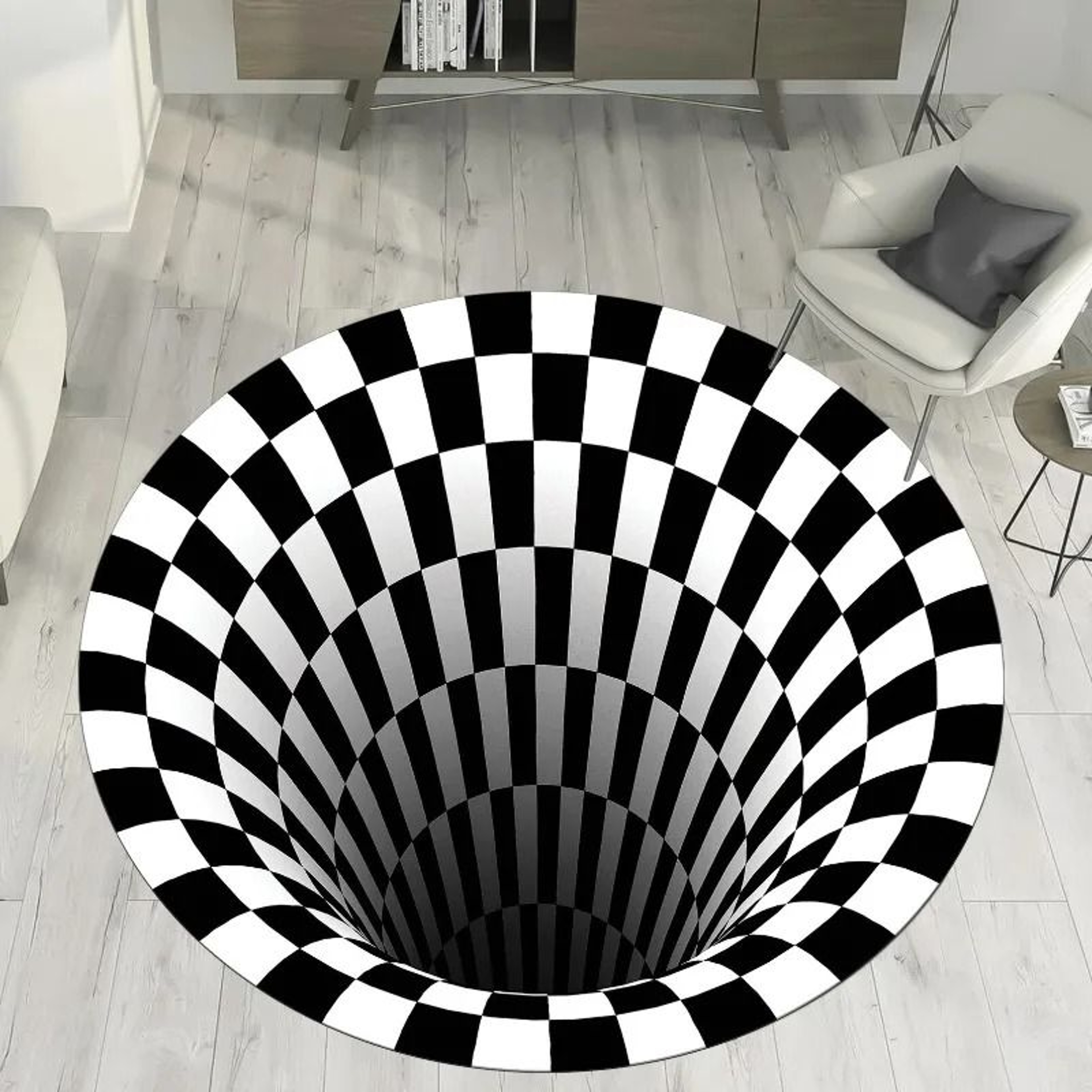 3D Vortex Optical Illusion Round Area Rug  Hypnotic Floor Accent Mat 2