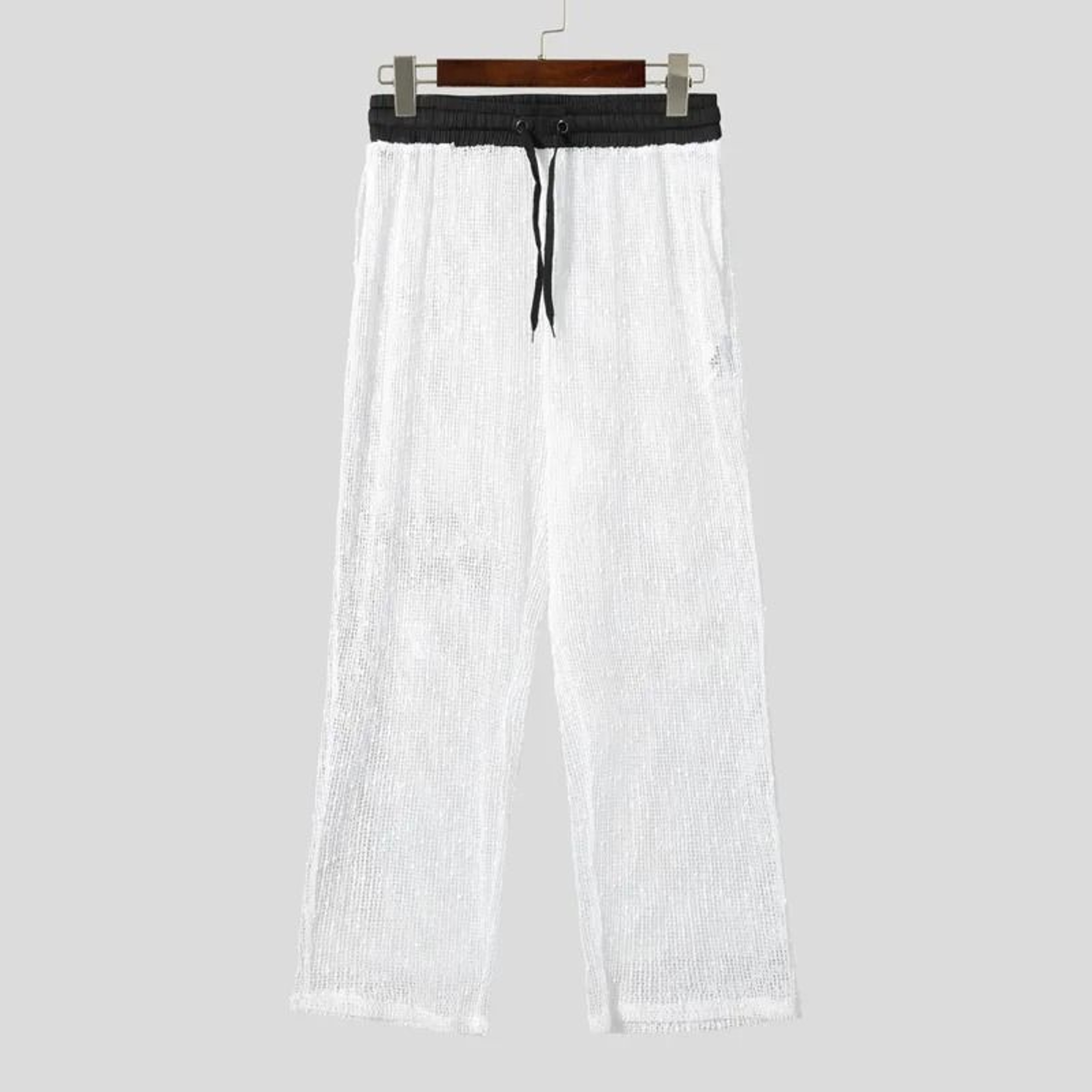 Mens Mesh Patchwork Drawstring Jogger Pants 7