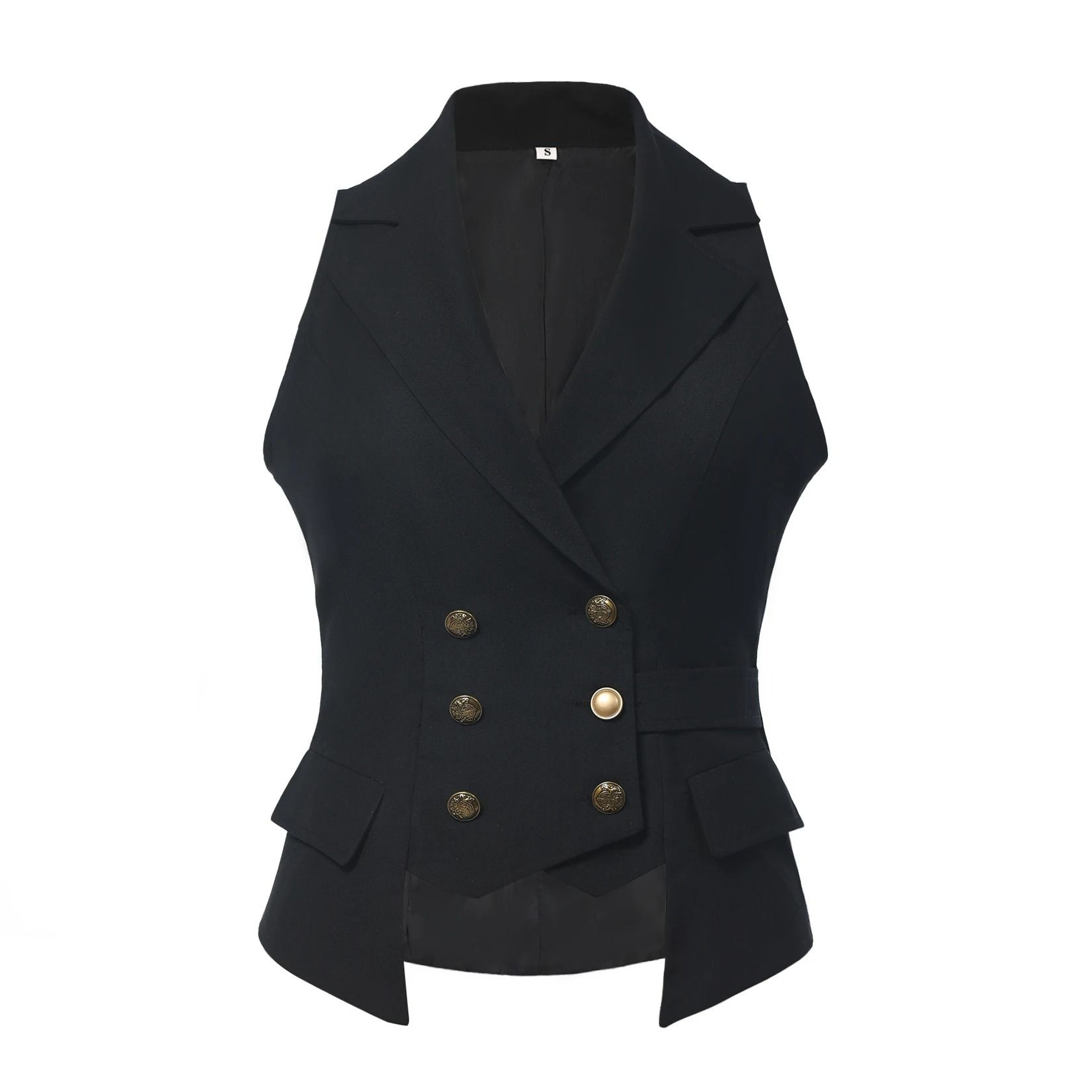 Womens DoubleBreasted Steampunk Victorian Waistcoat Vest 5