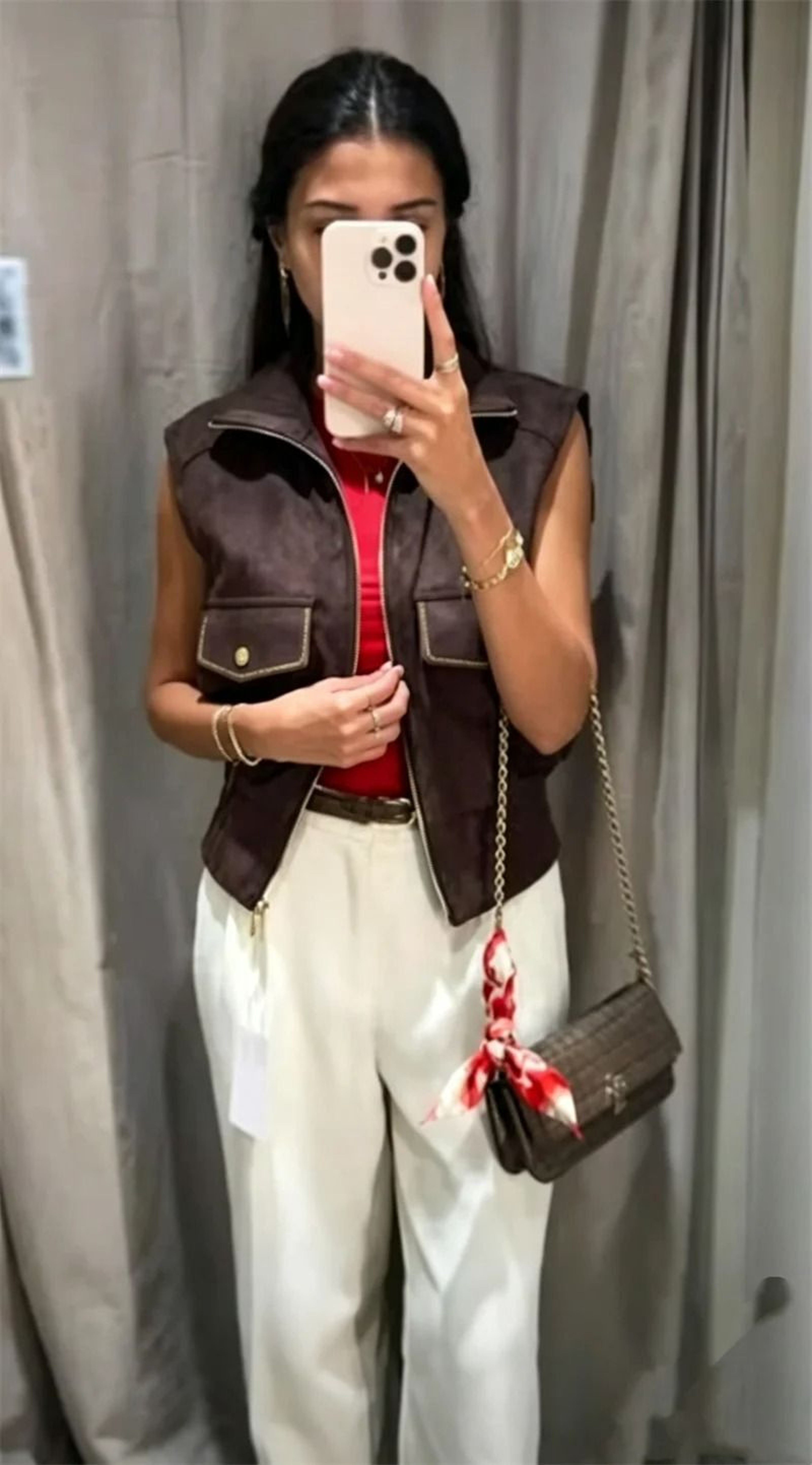 Womens SuedeTexture Stand Collar ZipUp Vest 4