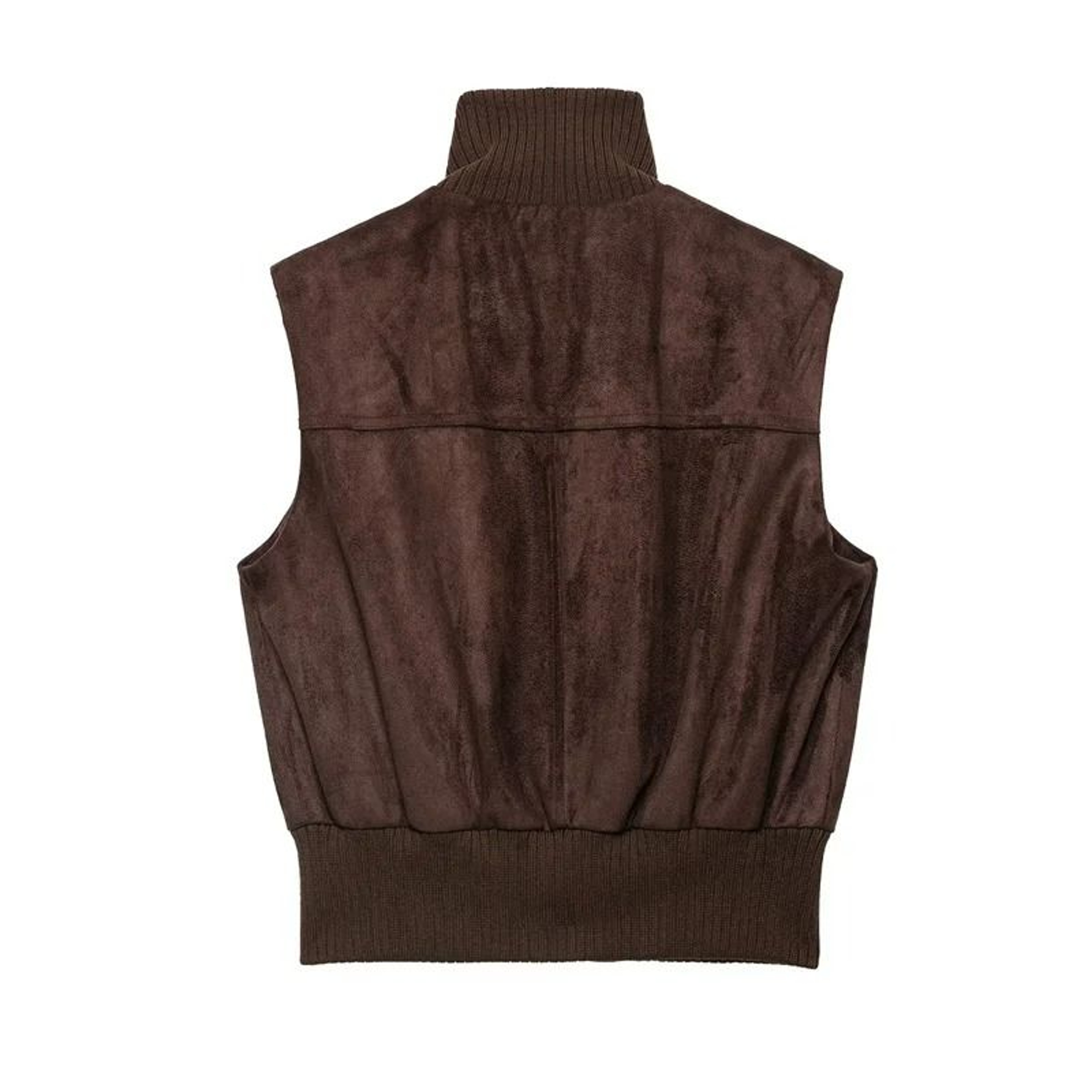Womens SuedeTexture Stand Collar ZipUp Vest 5