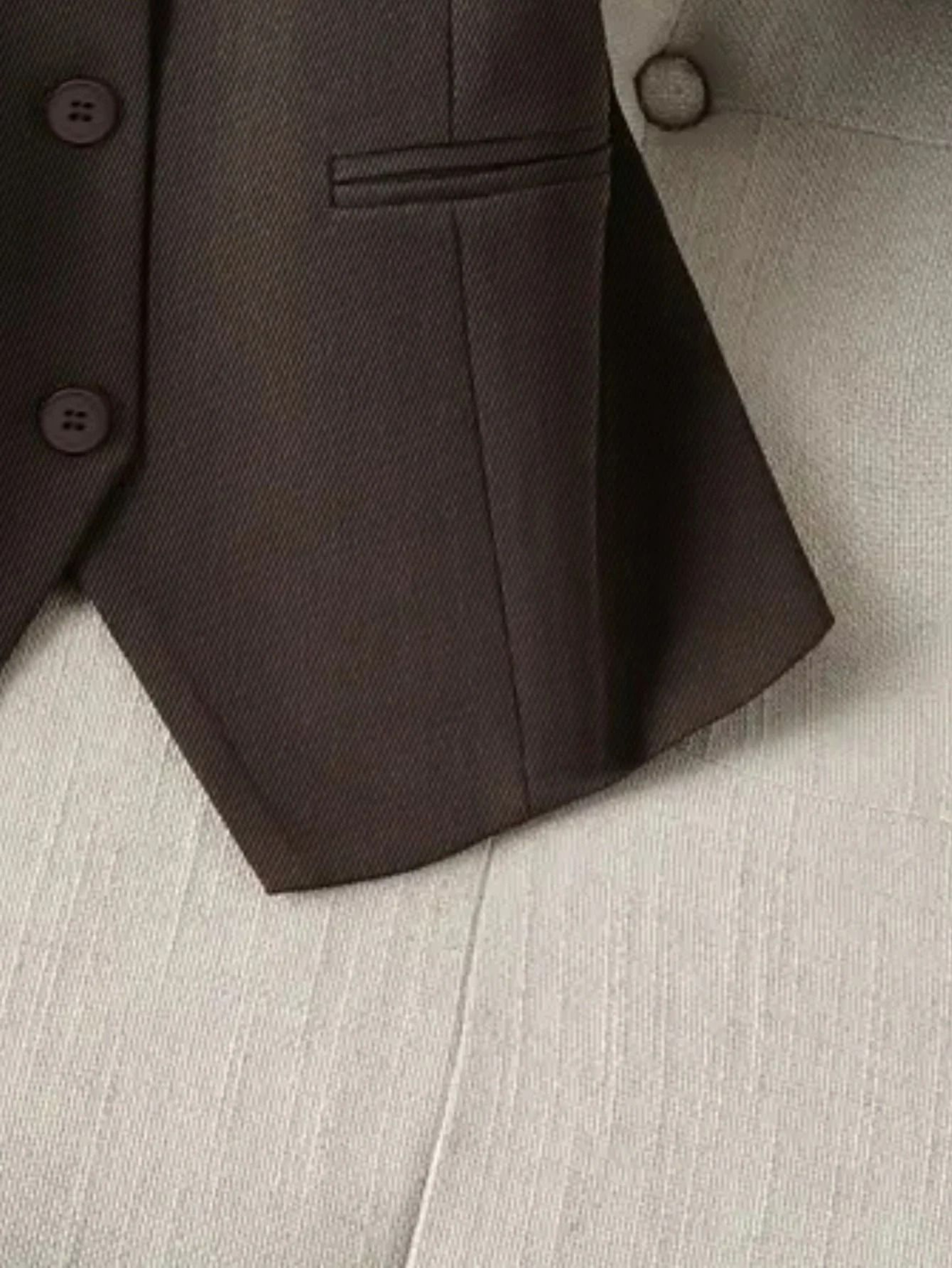 Womens Vintage Brown Lapel Tailored Suit Vest 4