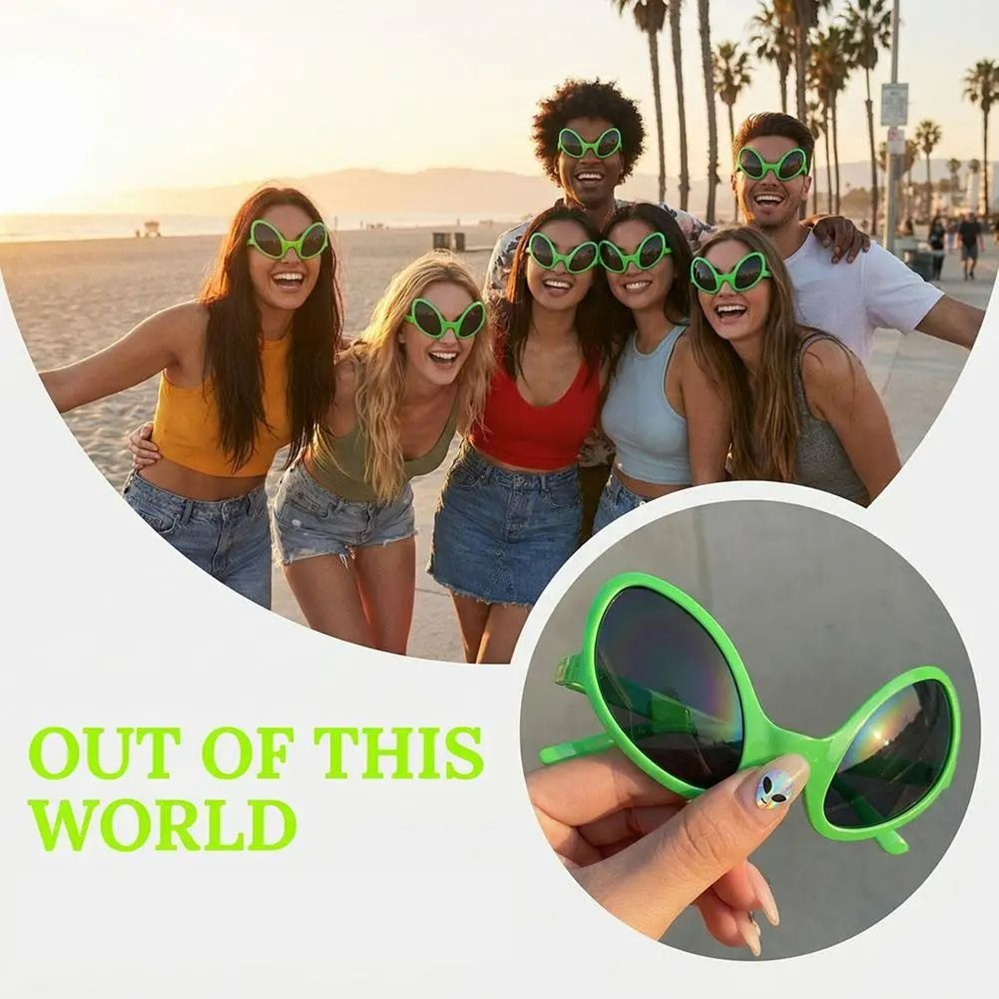 Green Alien Costume Party Sunglasses 2