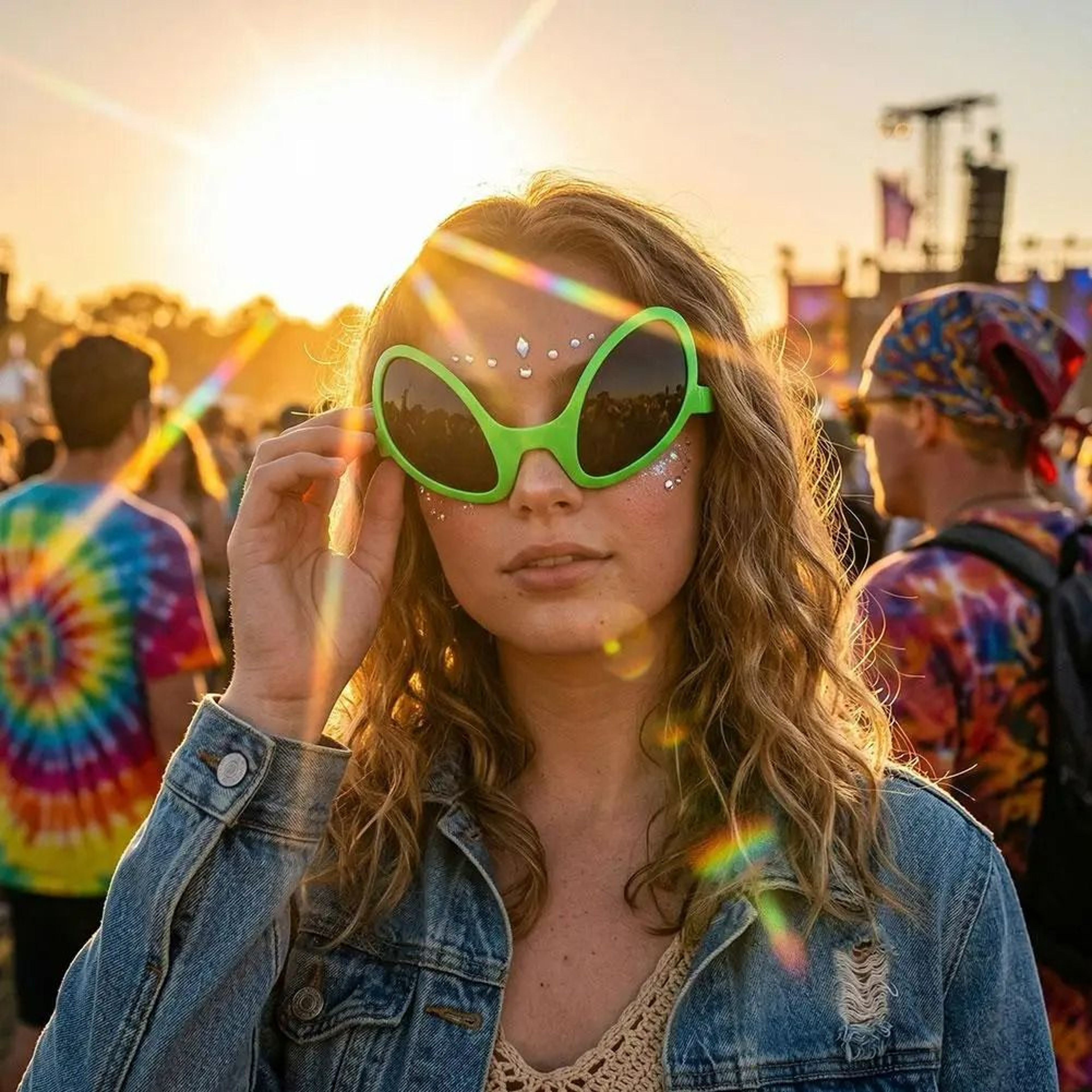 Green Alien Costume Party Sunglasses 4