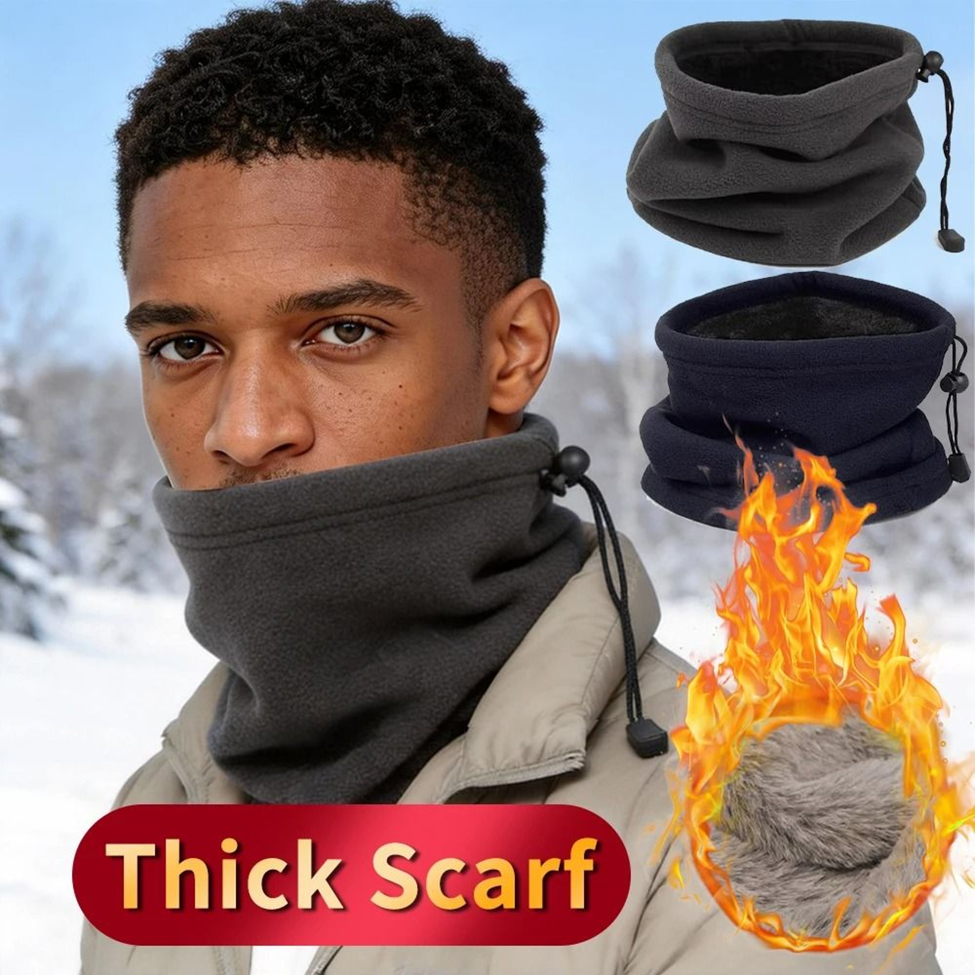 Thick Knitted Fleece Neck Gaiter  Winter Sports Warmer 1