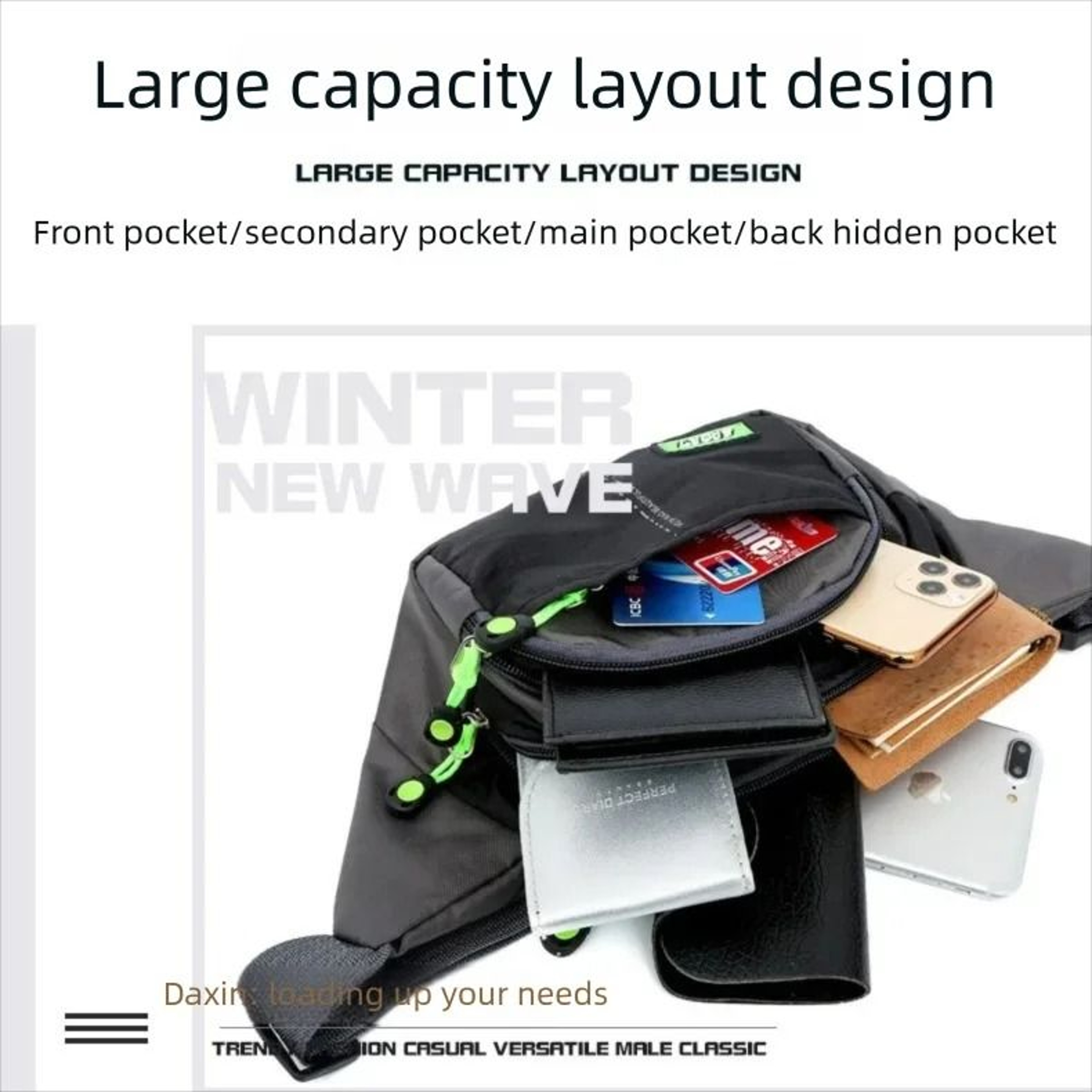 Multifunctional Waterproof Contrast Color Fanny Pack  Crossbody Chest Bag 1